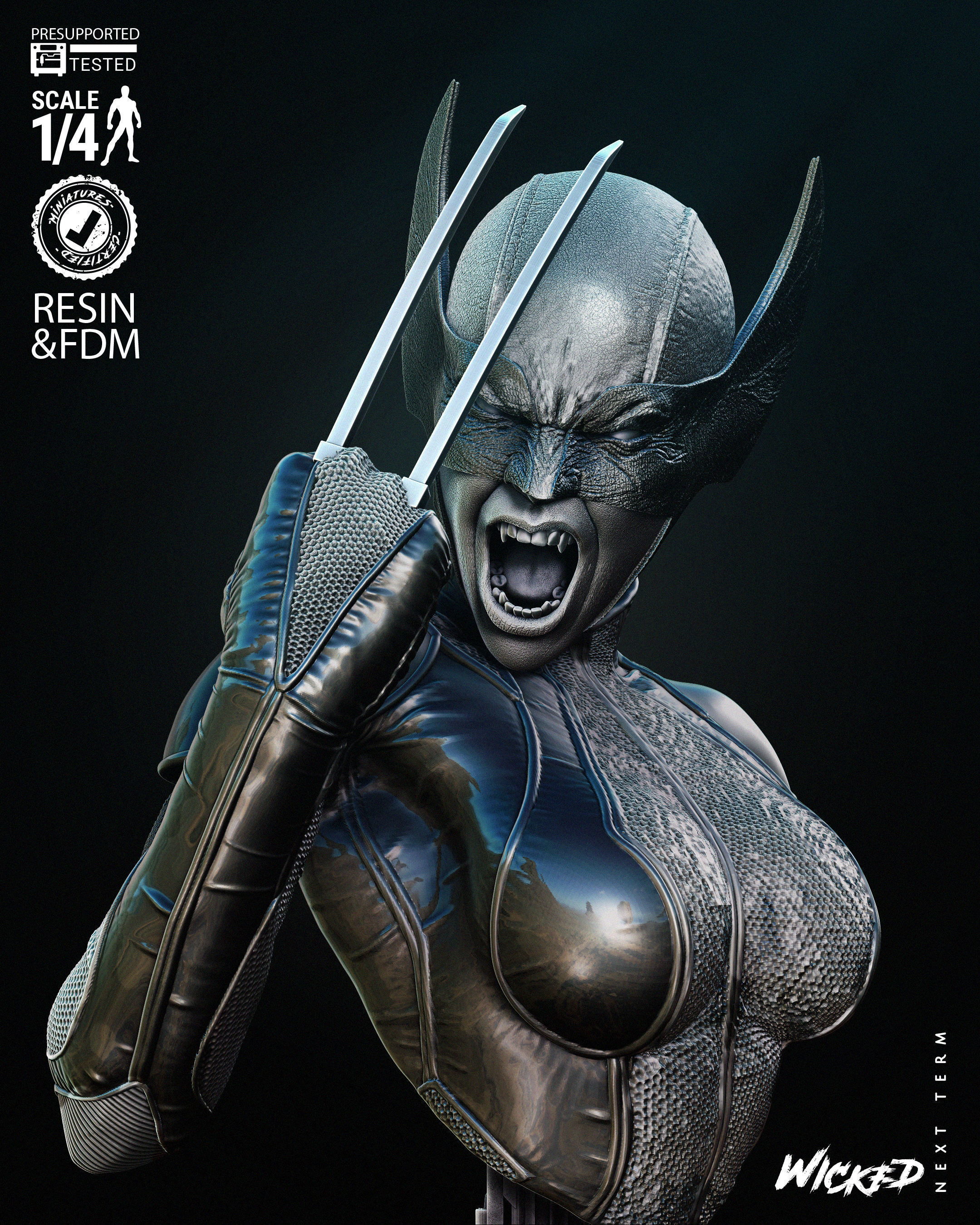 Wicked Marvel X-23 Bust Tested for 3D printing 3D print model_39