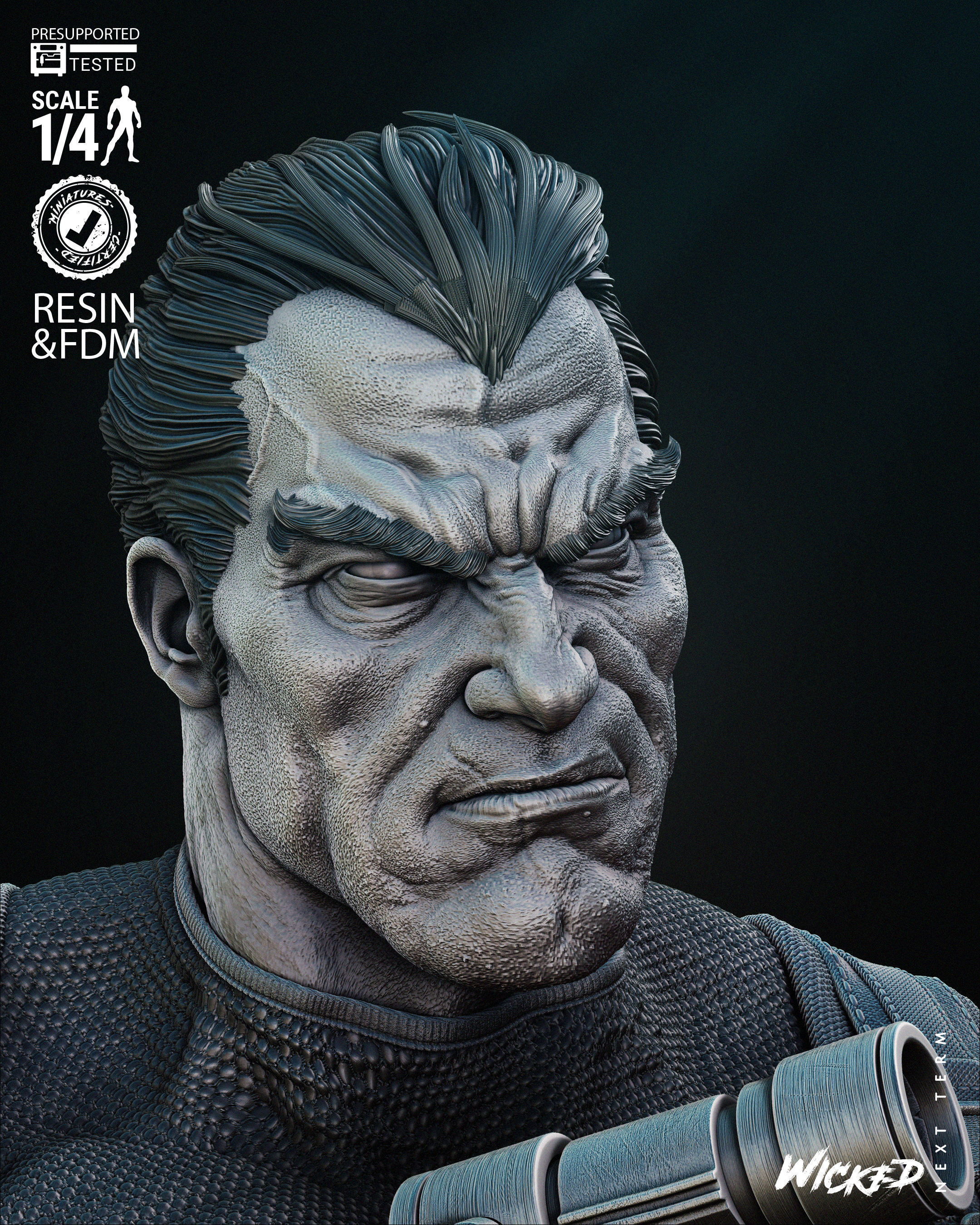 Wicked Marvel Punisher Bust Tested for 3D printing 3D print model_29