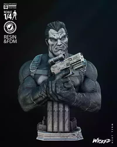 Wicked Marvel Punisher Bust Tested for 3D printing