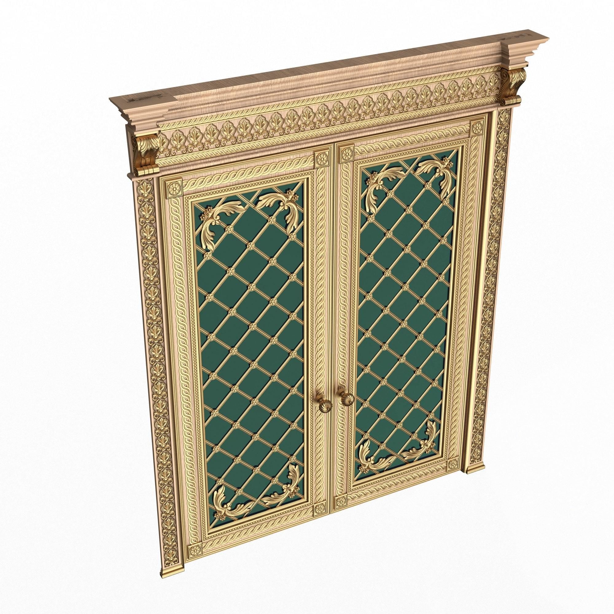 Carved Door Classic 01301 Wood Low-poly 3D model_1