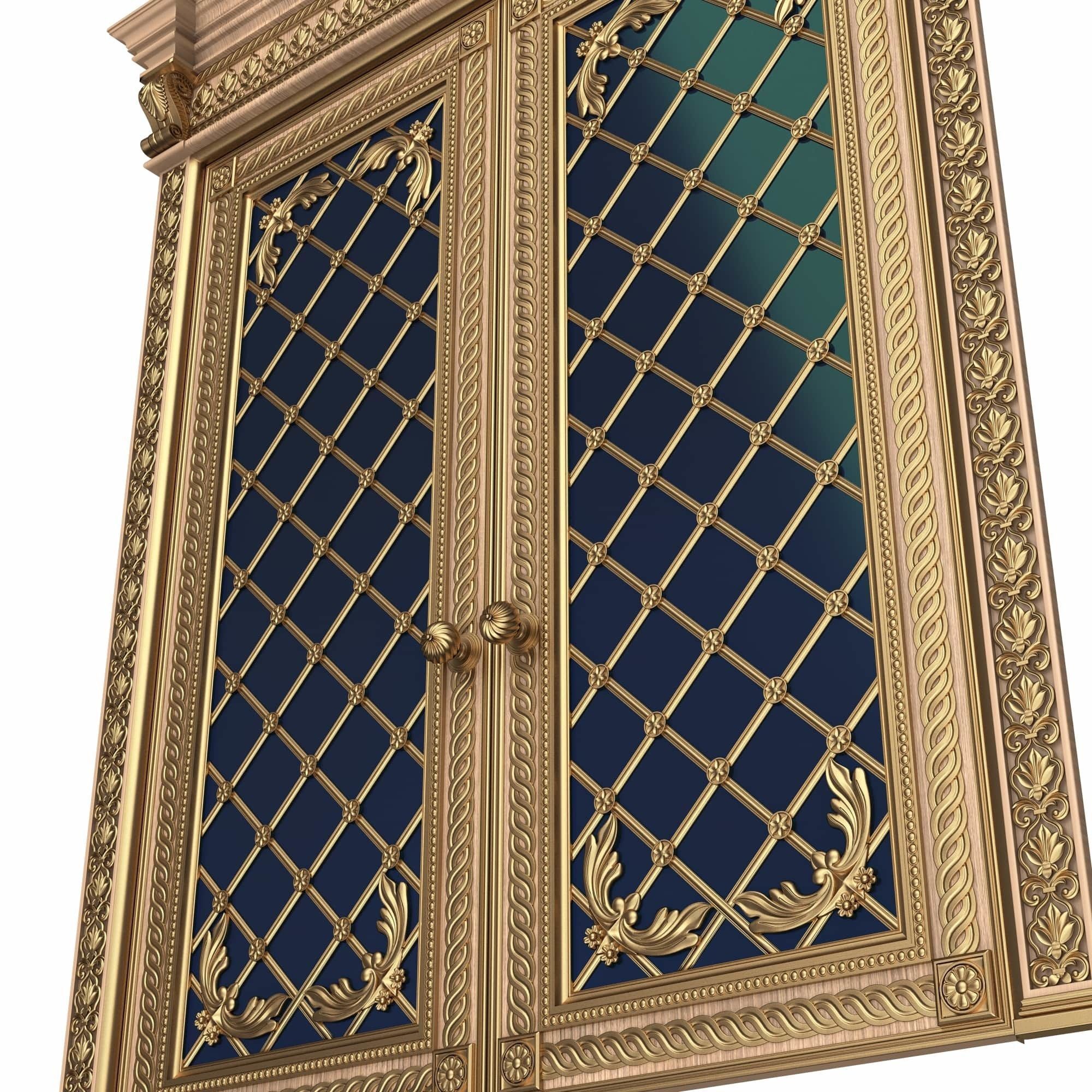 Carved Door Classic 01301 Wood Low-poly 3D model_4