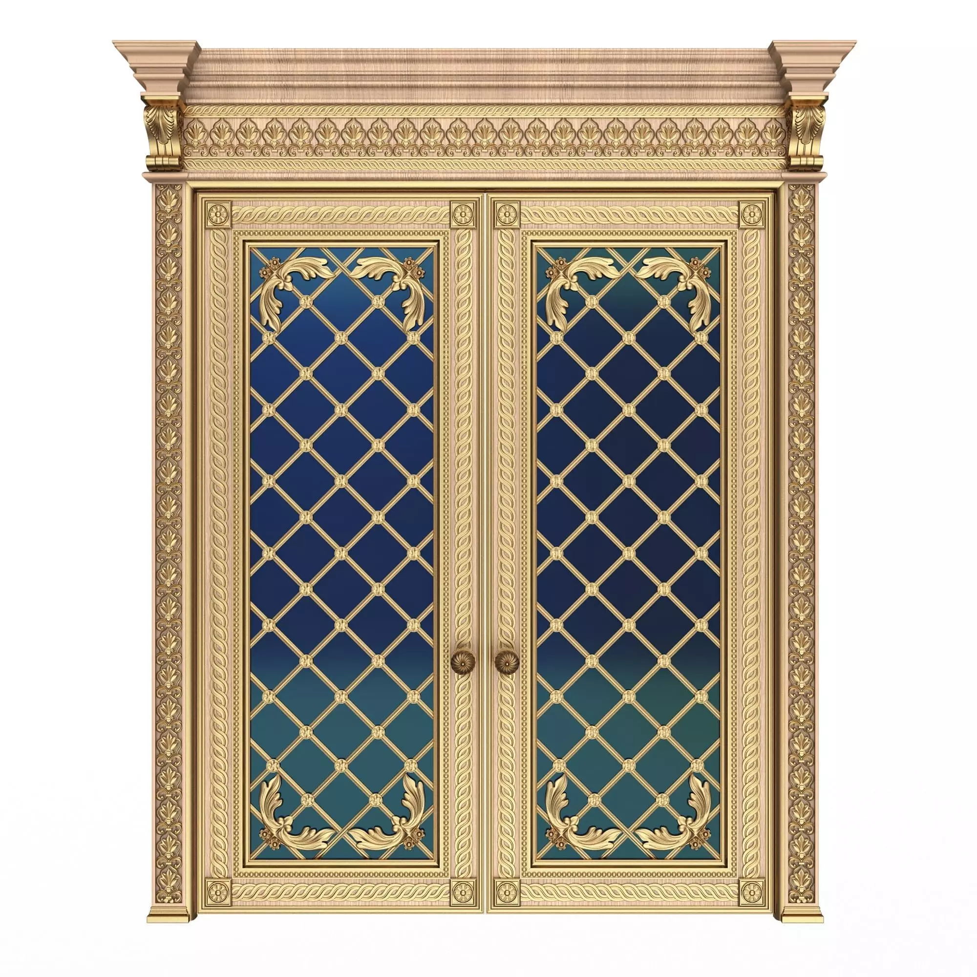 Carved Door Classic 01301 Wood Low-poly 3D model_0