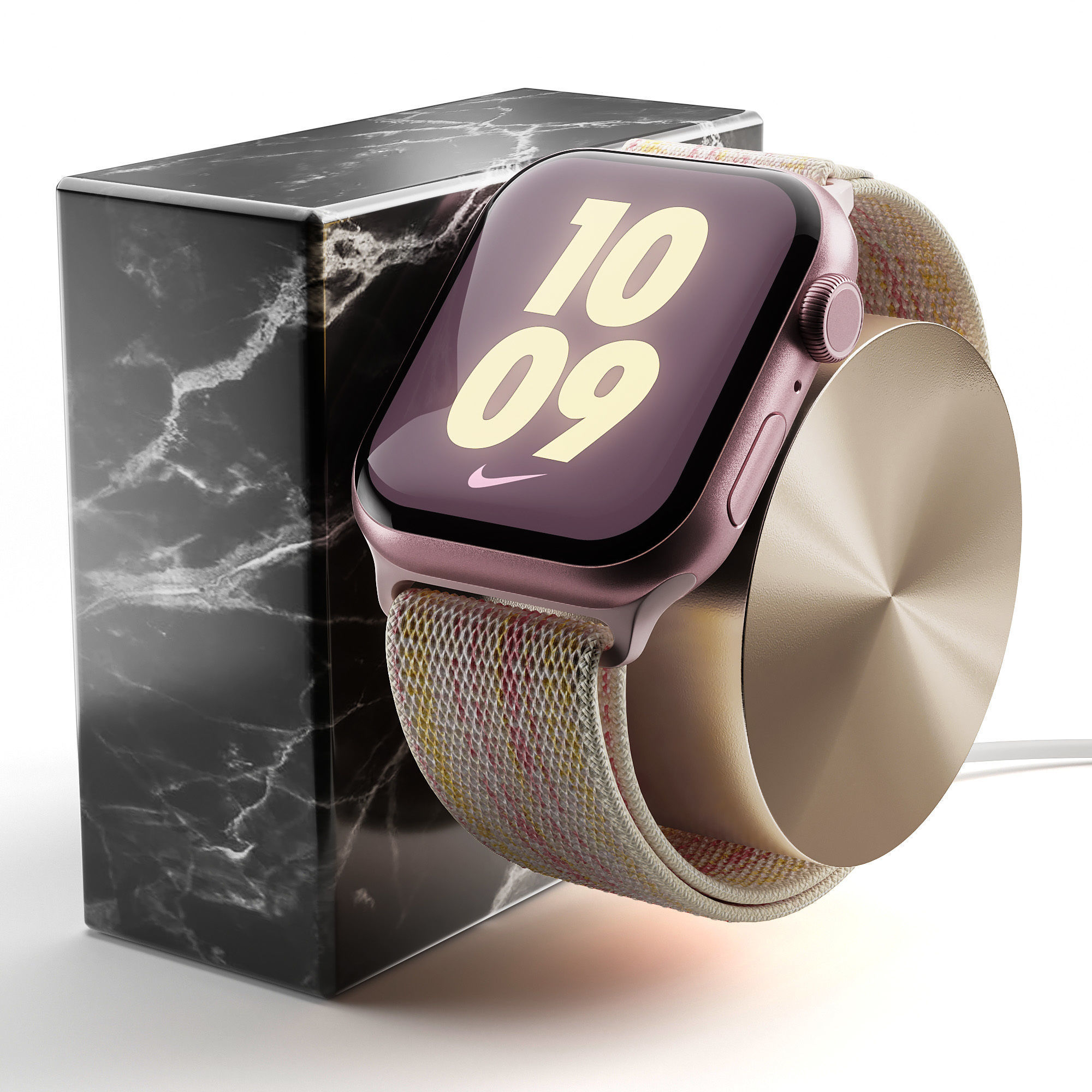 Apple Watch Series 9 Nike Sport Loop Starlight Pink 3D model_2