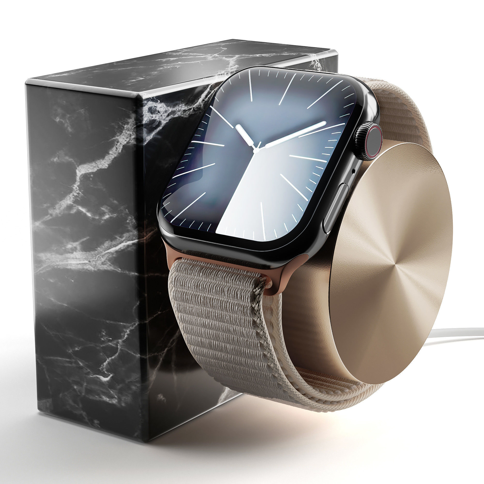 Apple Watch Series 9 Starlight Sport Loop 3D model_2