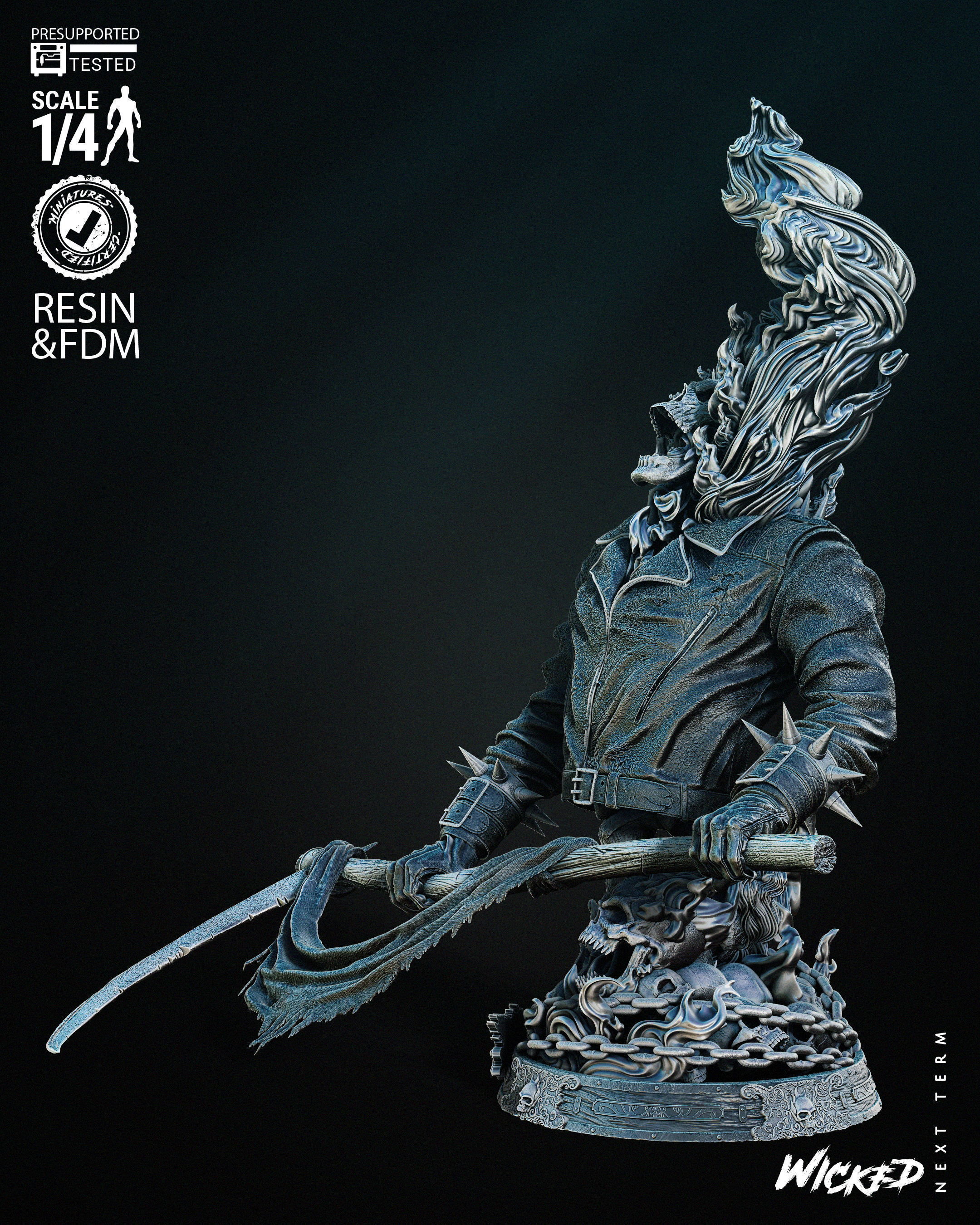 Wicked Marvel Ghost Rider Bust Tested for 3D printing 3D print model_22