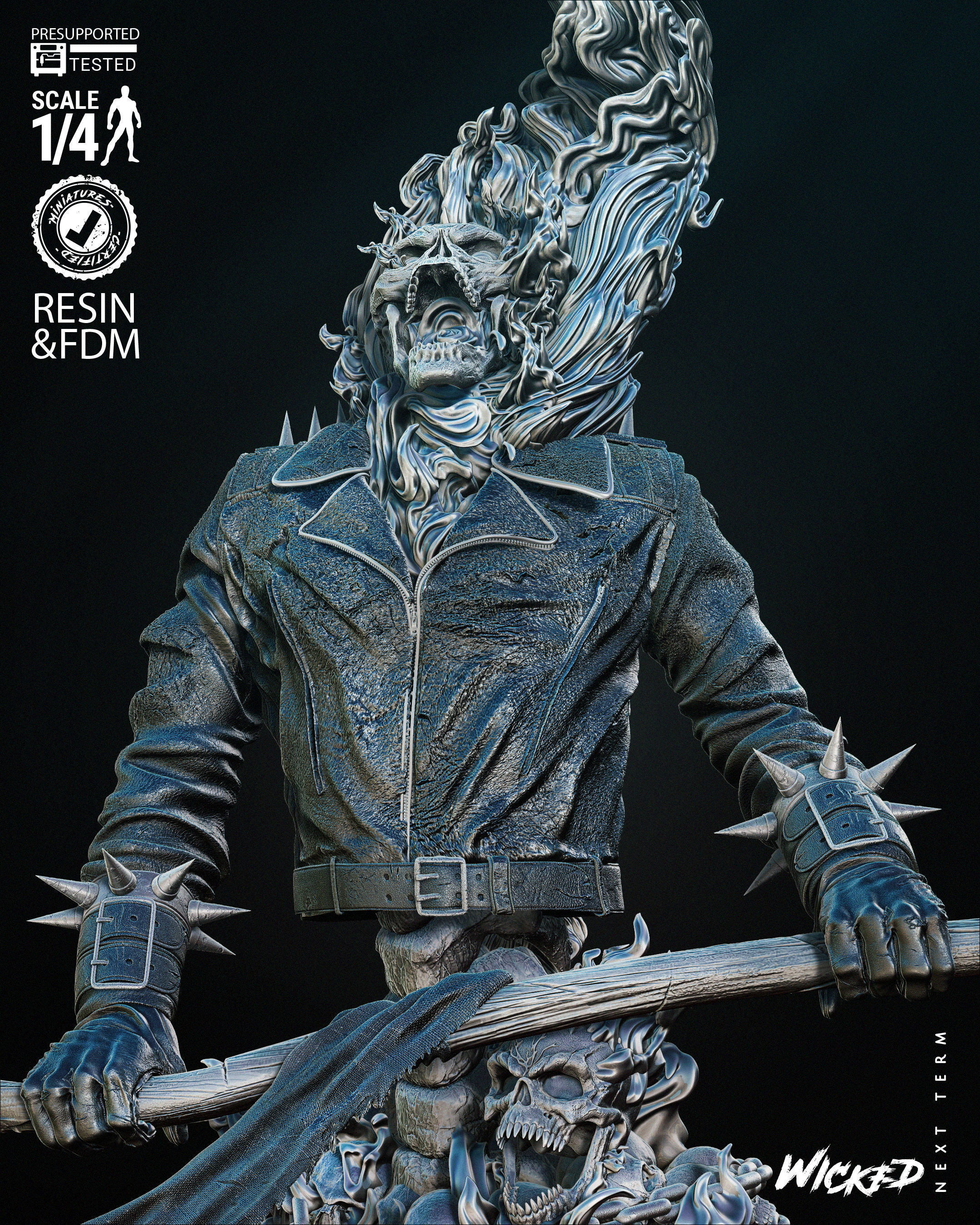 Wicked Marvel Ghost Rider Bust Tested for 3D printing 3D print model_33