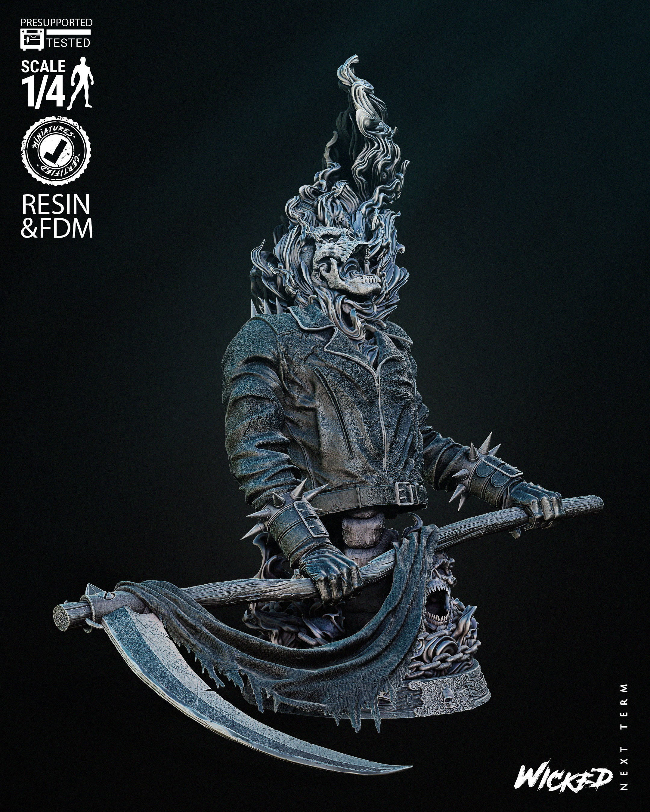 Wicked Marvel Ghost Rider Bust Tested for 3D printing 3D print model_3