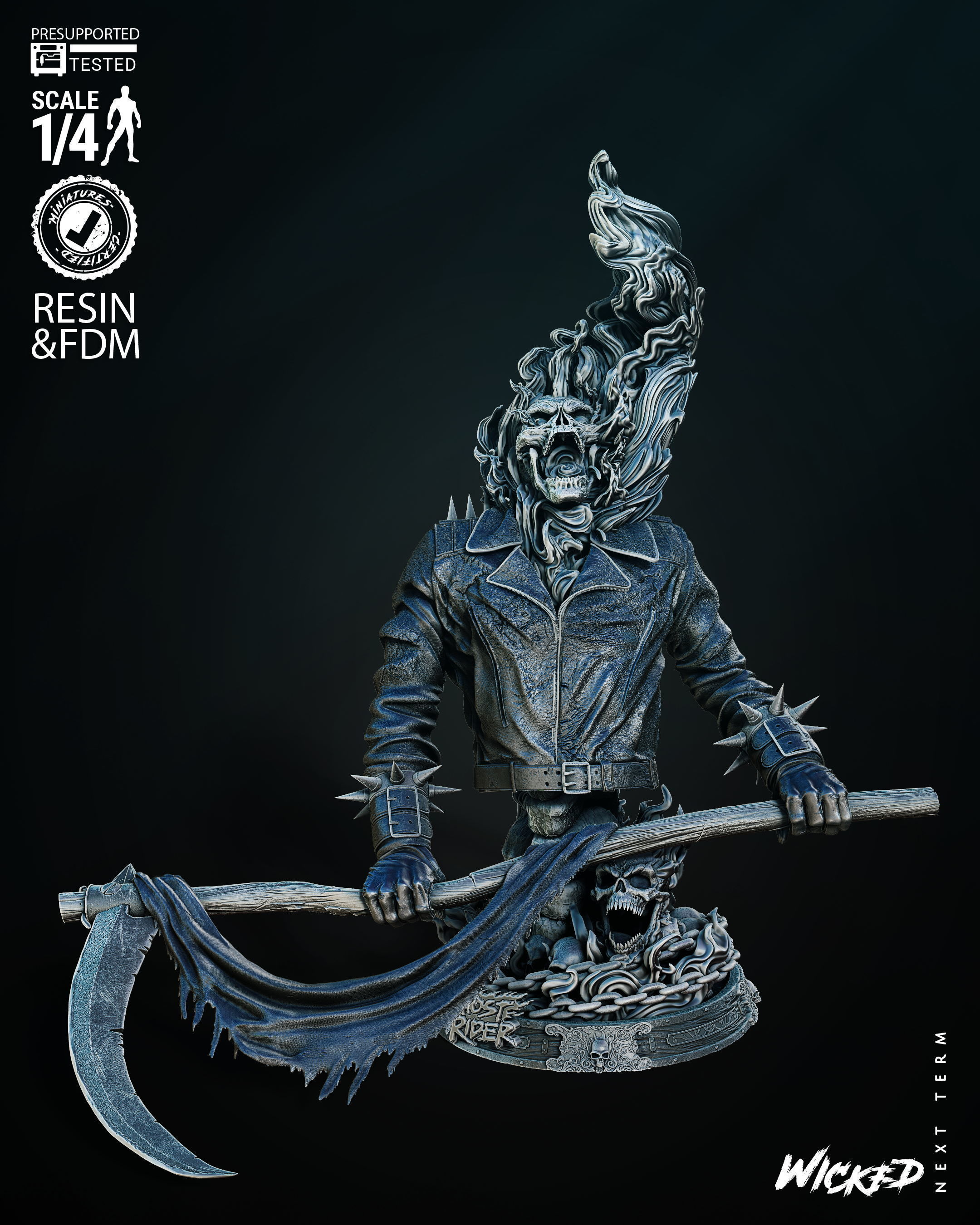 Wicked Marvel Ghost Rider Bust Tested for 3D printing 3D print model_18