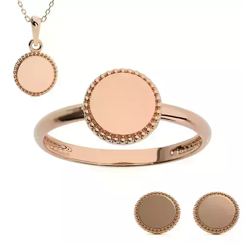 Round Light wt Plain Gold Earrings Studs 3dm stl ply glb gltf  3D Model Collection