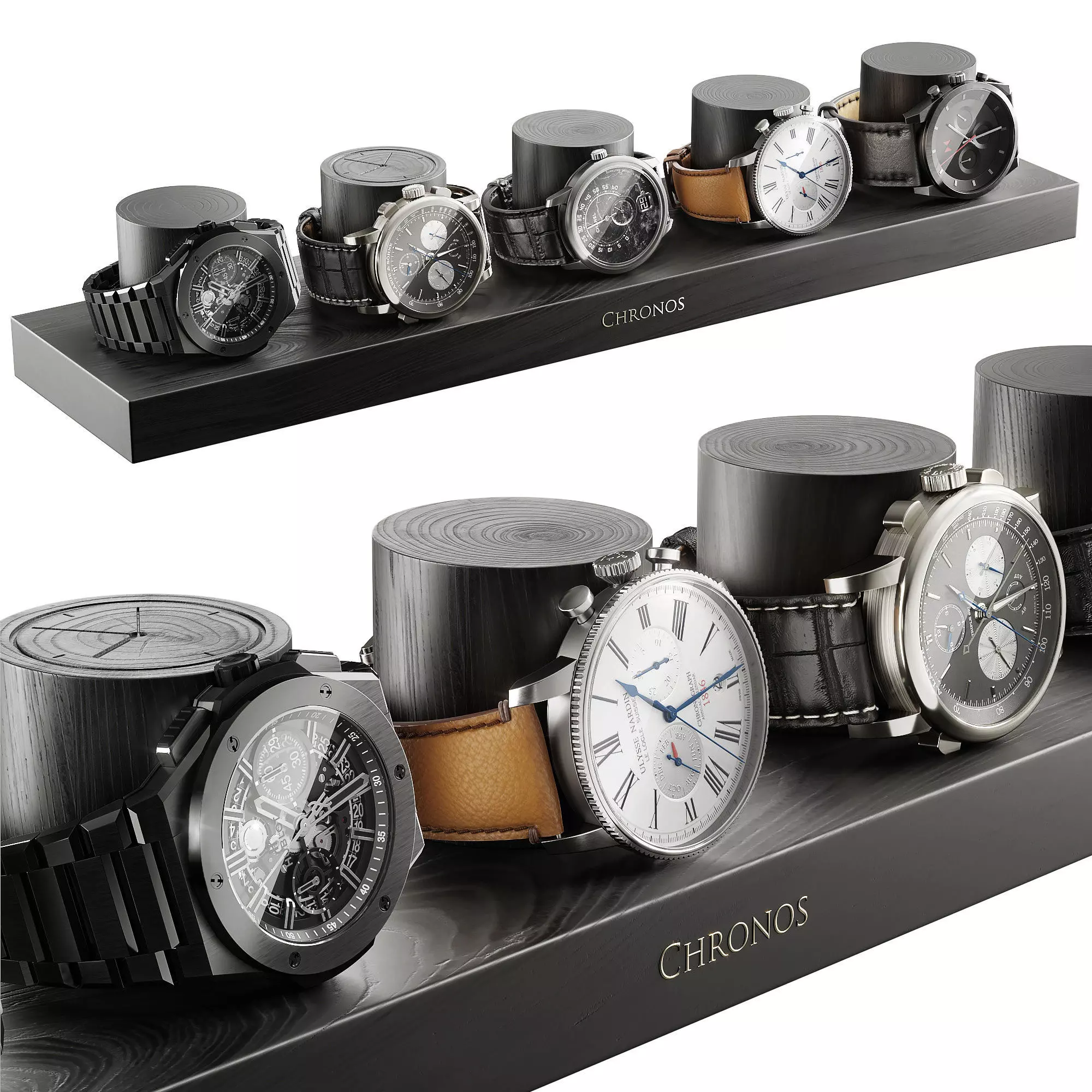 Mechanical Watch Black Collection 3D model_0