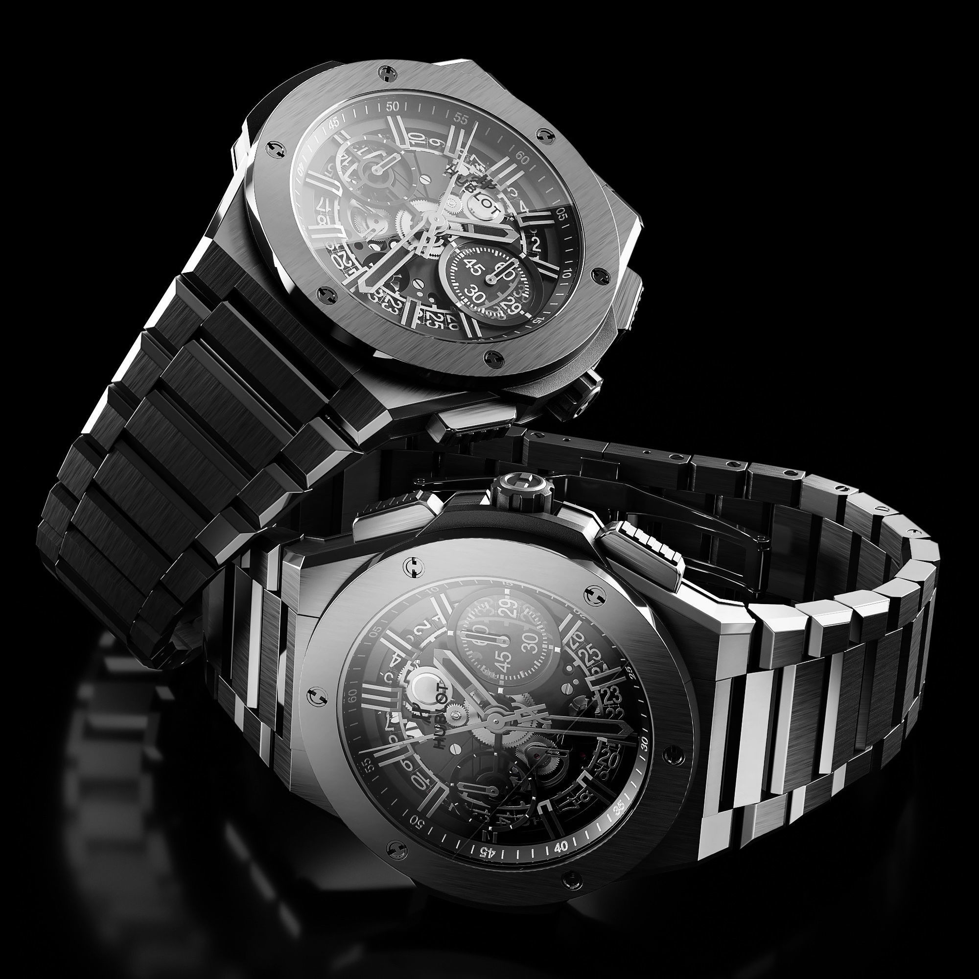 Mechanical Watch Black Collection 3D model_8
