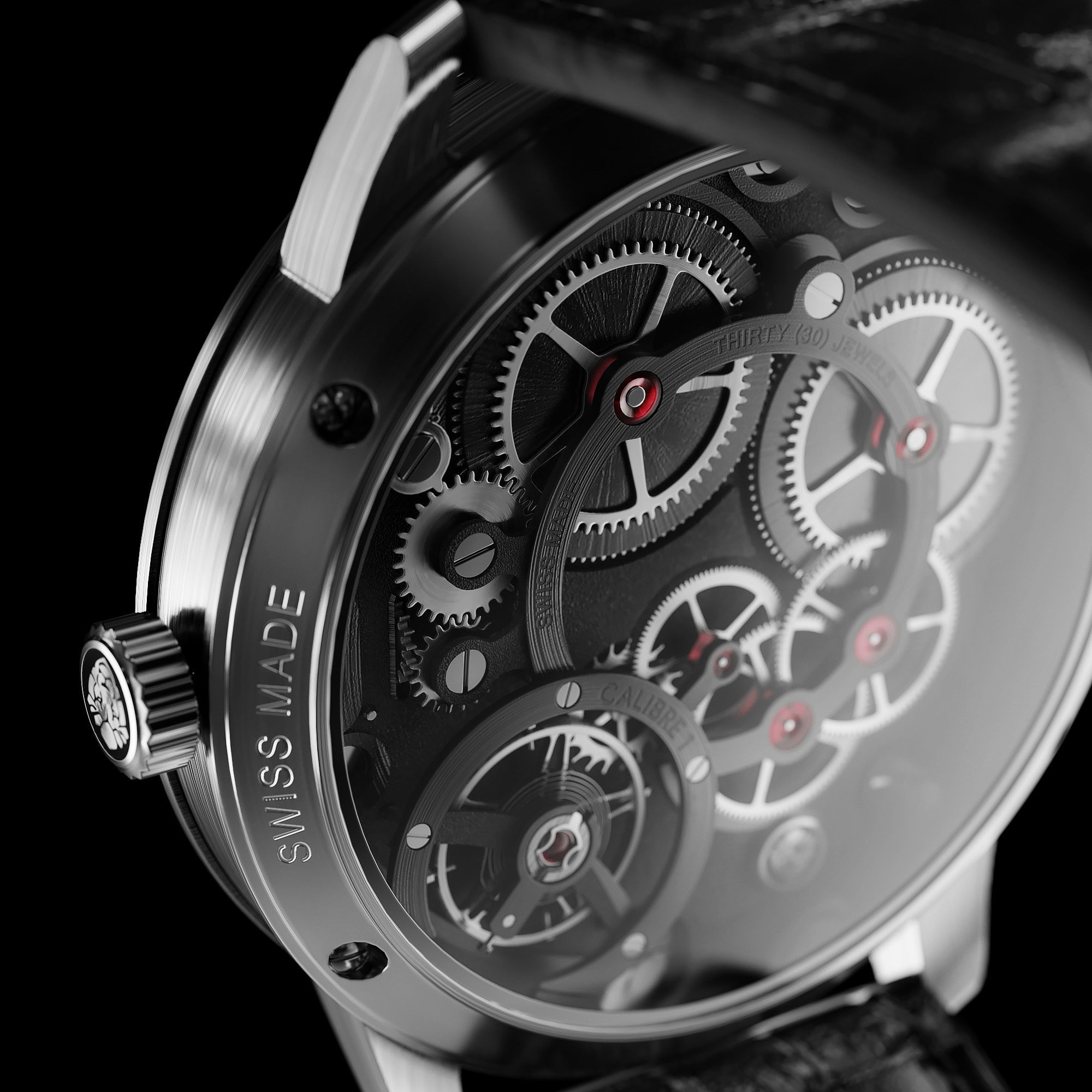 Mechanical Watch Black Collection 3D model_19