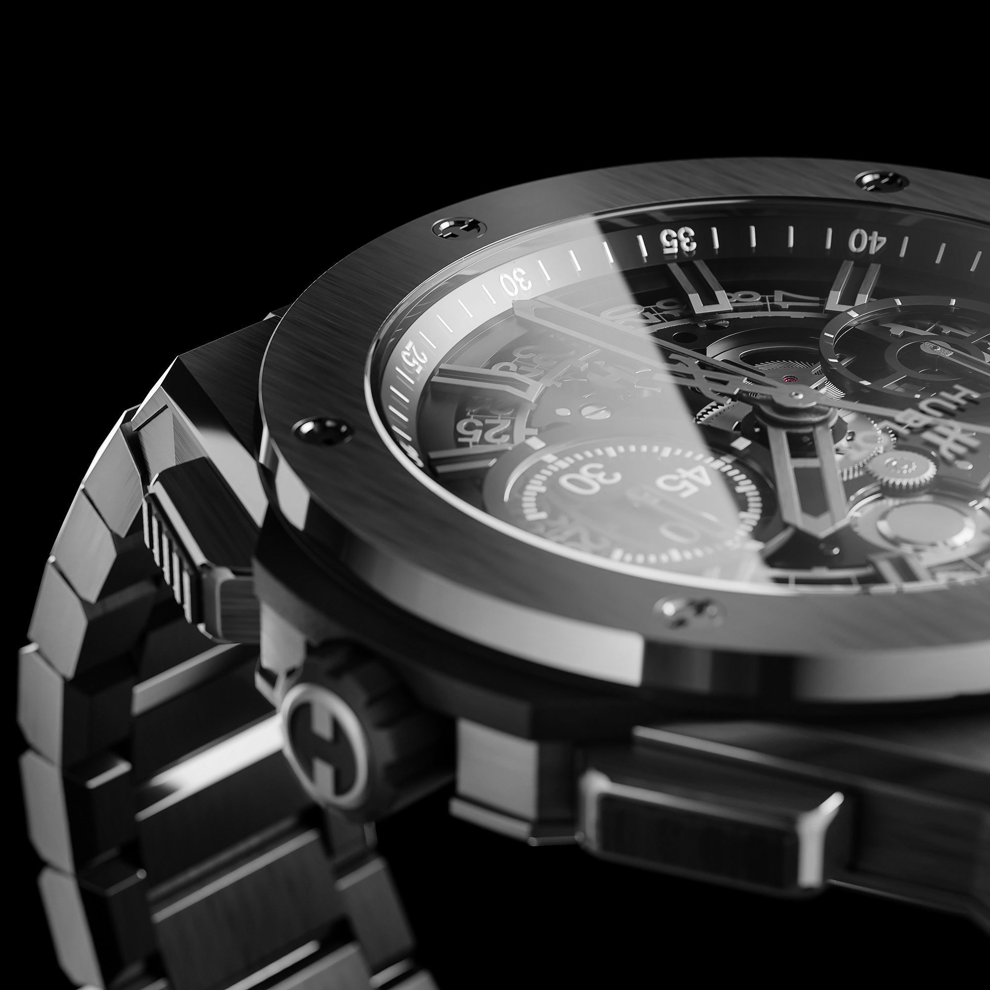 Mechanical Watch Black Collection 3D model_3