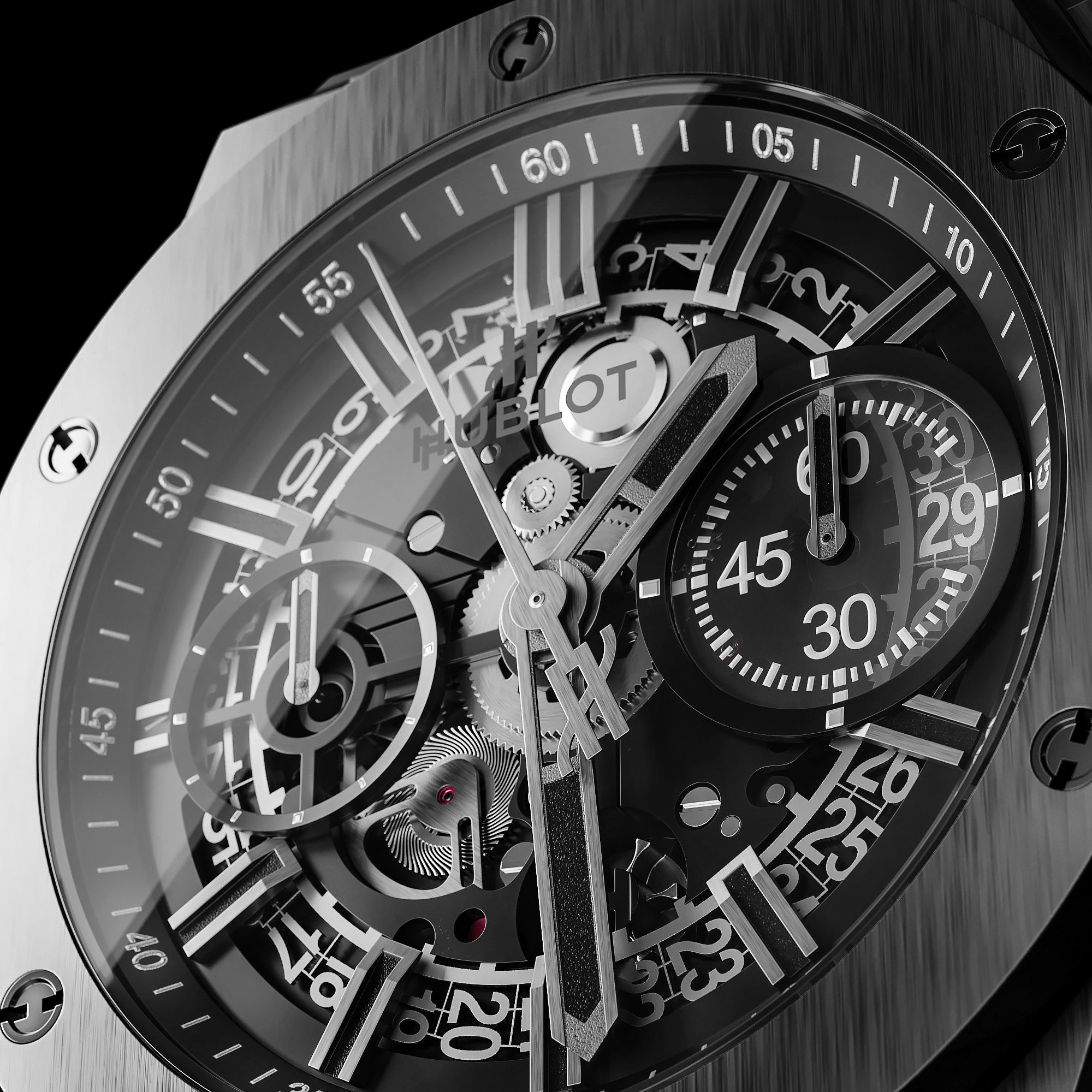 Mechanical Watch Black Collection 3D model_2