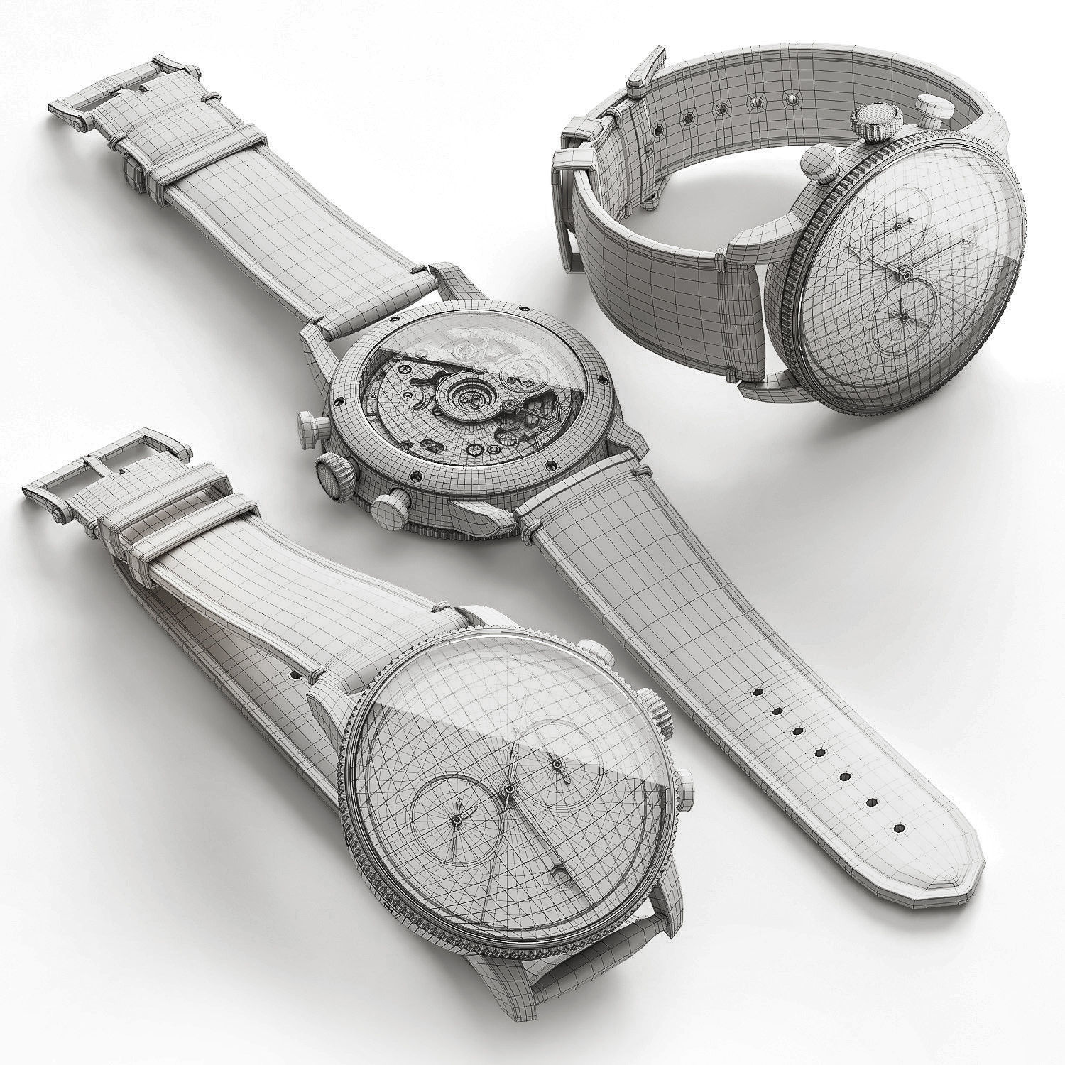 Mechanical Watch Black Collection 3D model_29