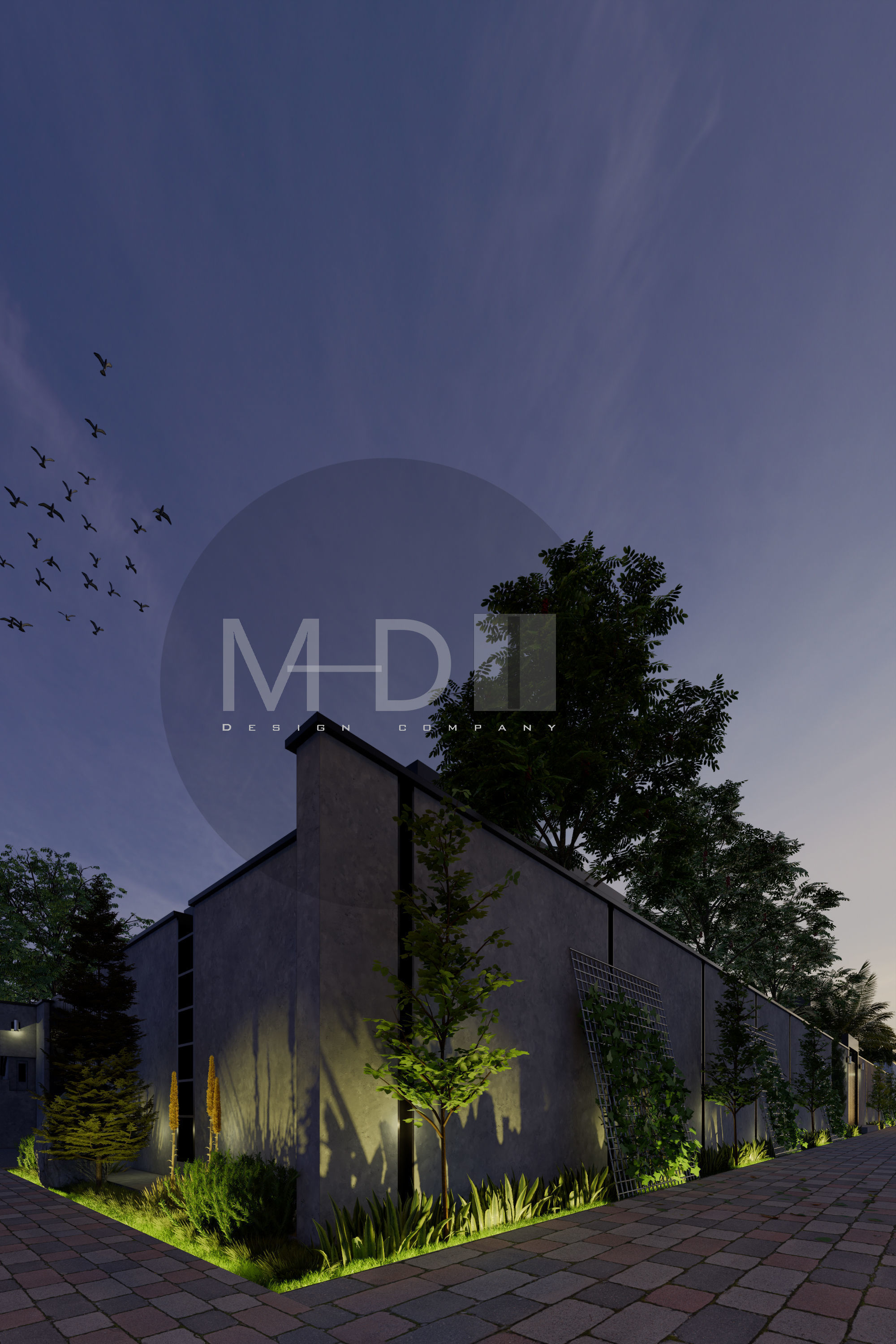 Modern villa 3D model_3