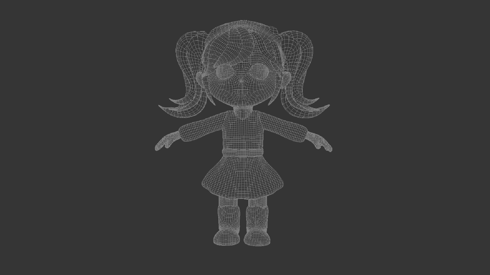 Cartoon Girl Low-poly 3D model_6