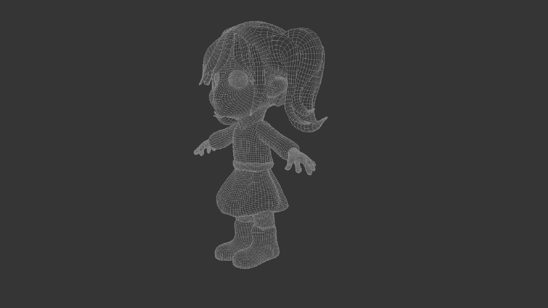 Cartoon Girl Low-poly 3D model_7