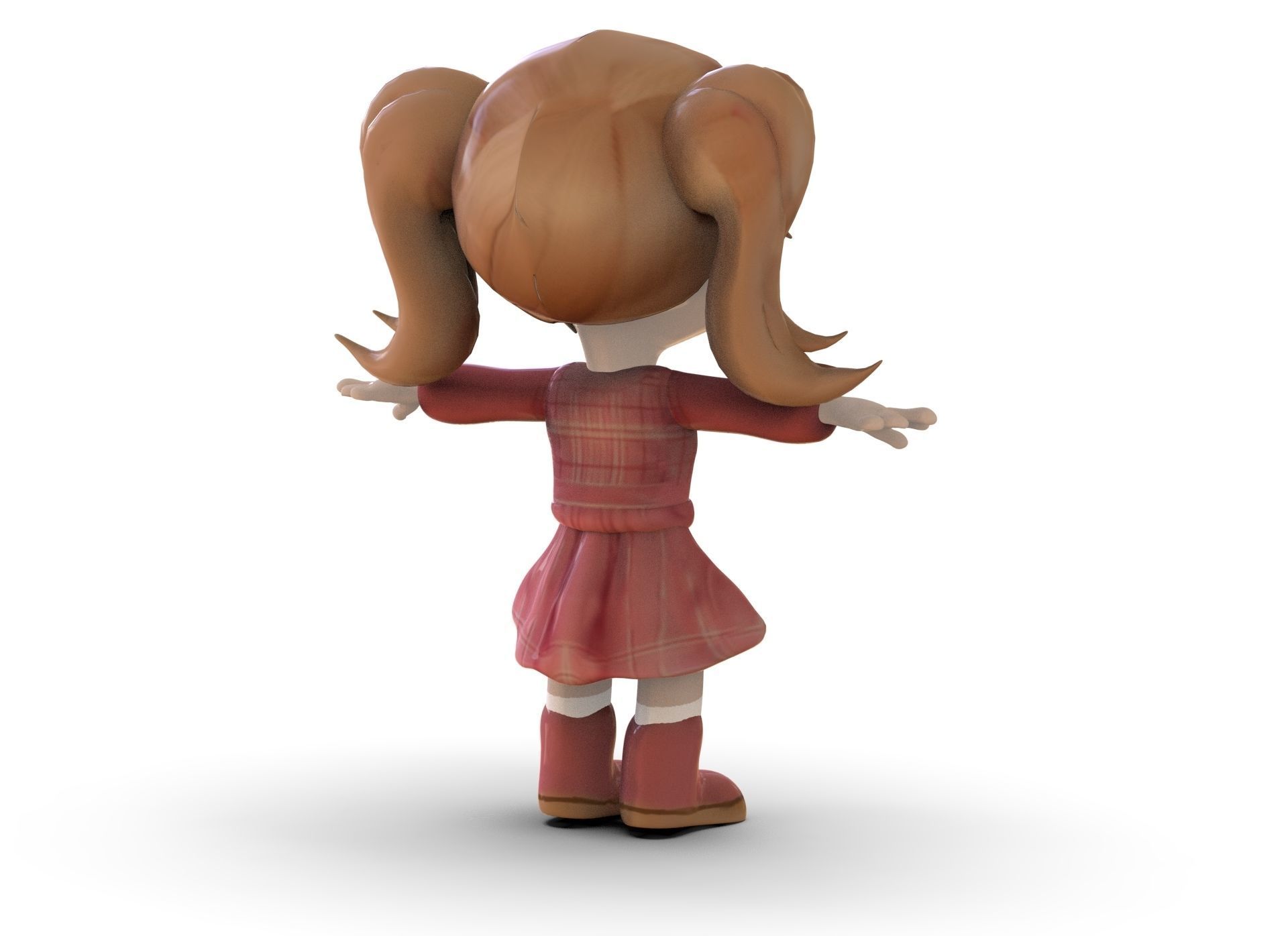 Cartoon Girl Low-poly 3D model_4