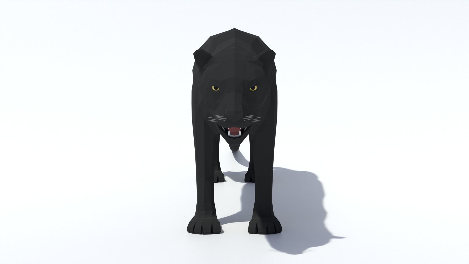 Low Poly Black Panther Low-poly 3D model_7