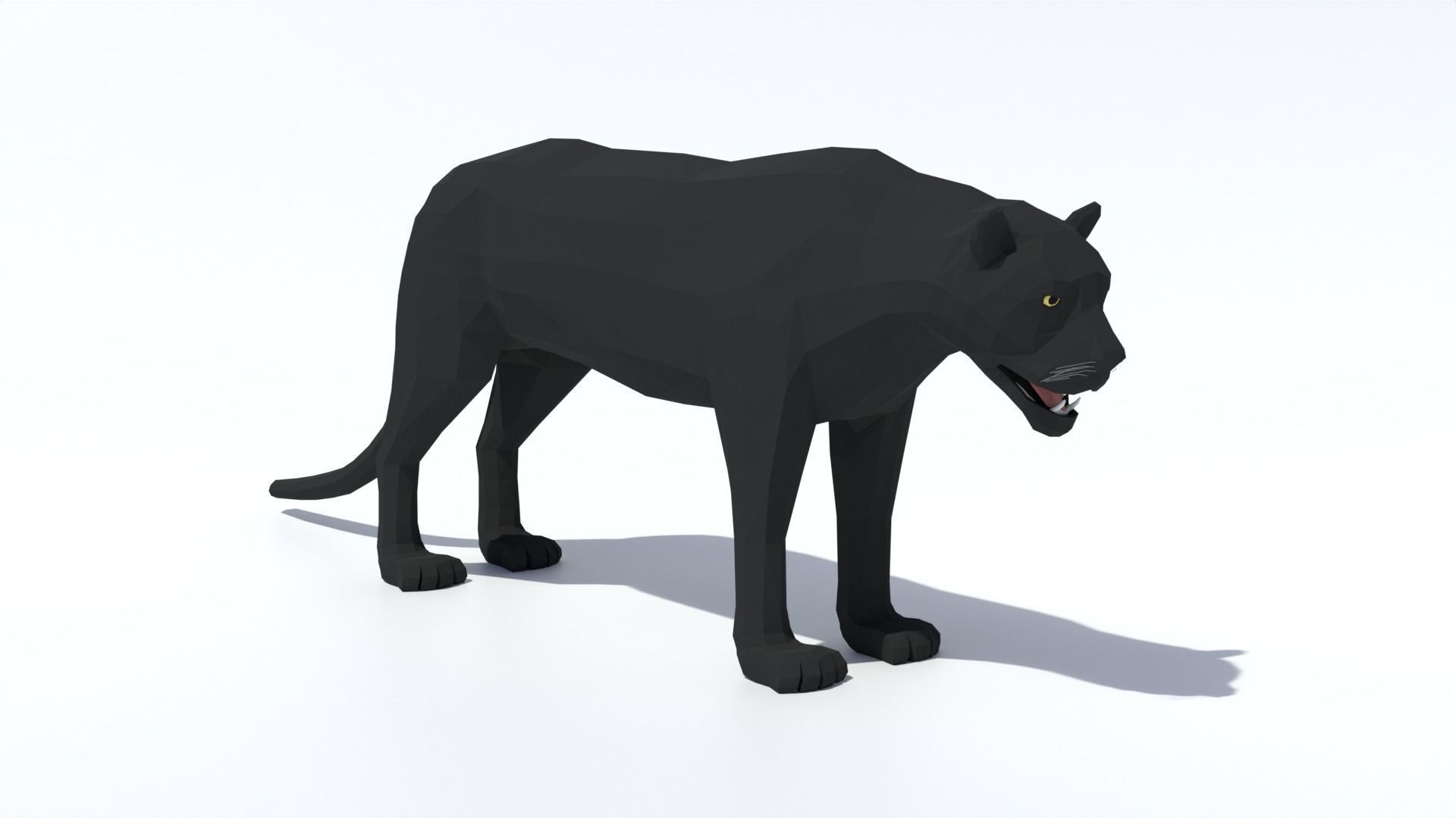 Low Poly Black Panther Low-poly 3D model_6