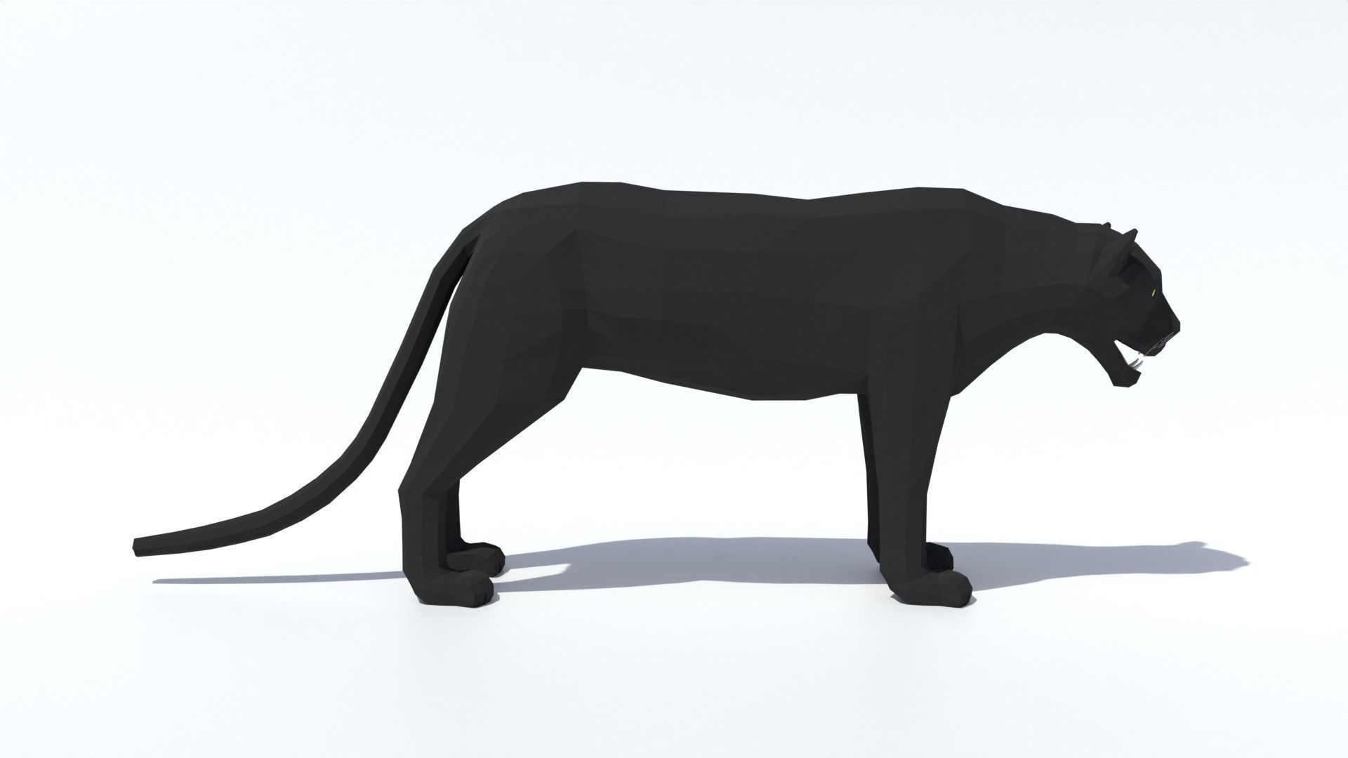 Low Poly Black Panther Low-poly 3D model_5