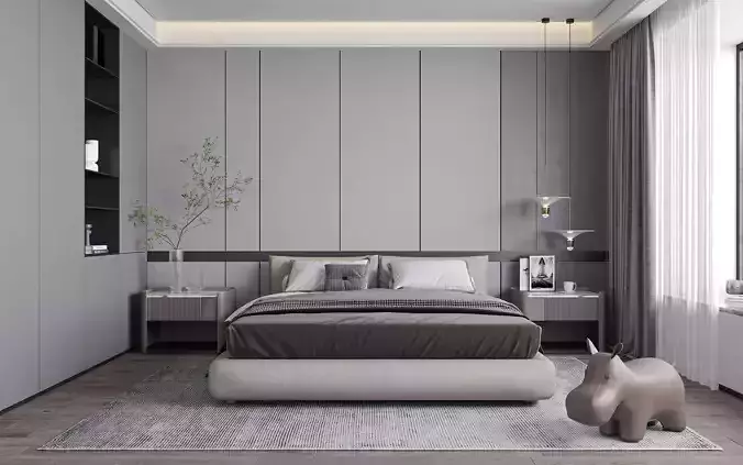 Modern luxury style bedroom 008 3D model