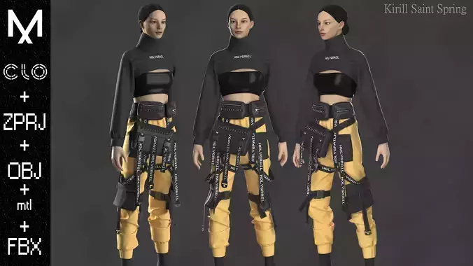 Outfit Female Marvelous designer Clo3d OBJ mtl FBX ZPRJ