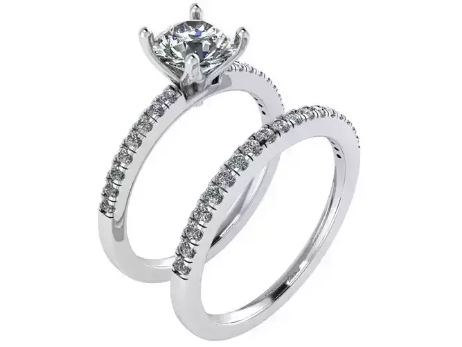 Round Diamond Ring With Band 2812