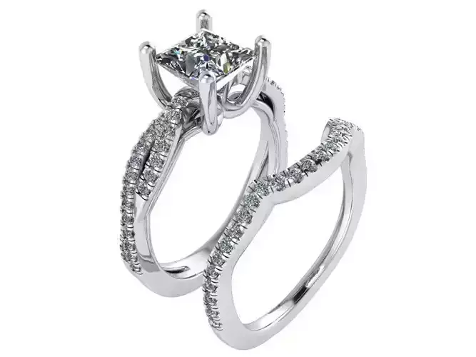 Princess Twisted Ring With Band 2813