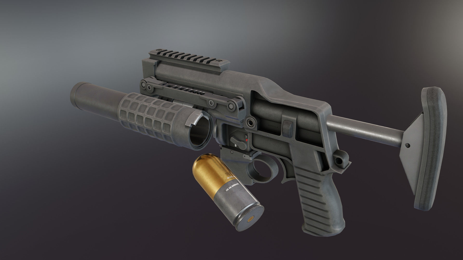 VHS BG Grenade Launcher Low-poly 3D model_3