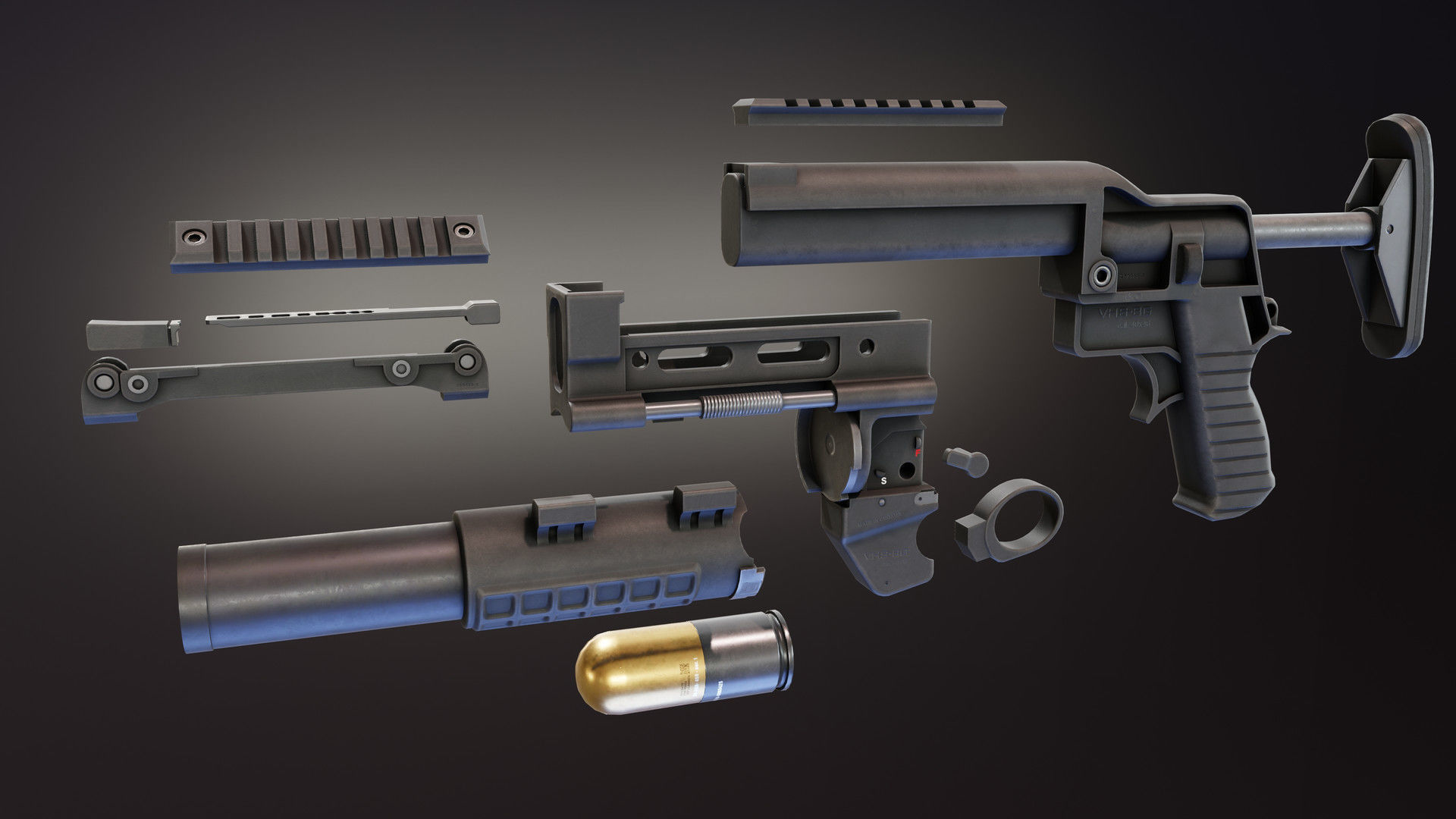 VHS BG Grenade Launcher Low-poly 3D model_6