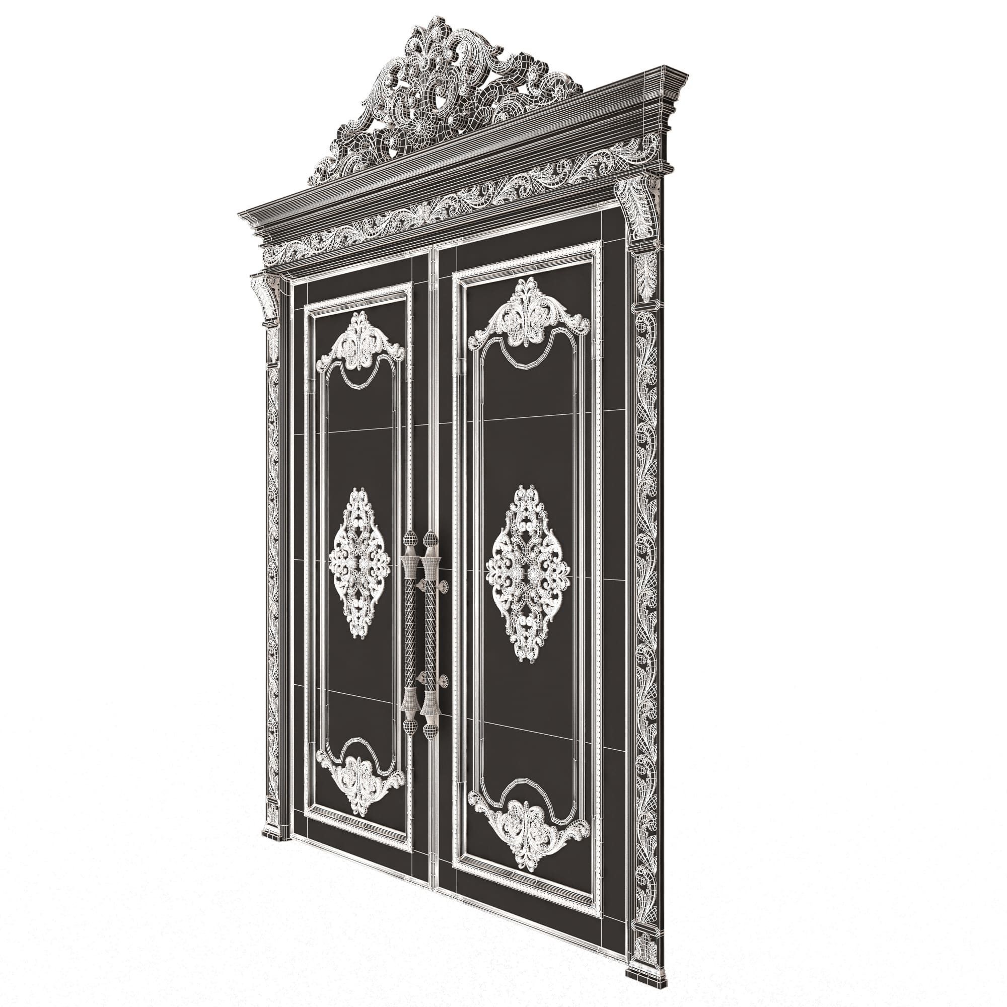 Carved Door Classic 01401 White Low-poly 3D model_8