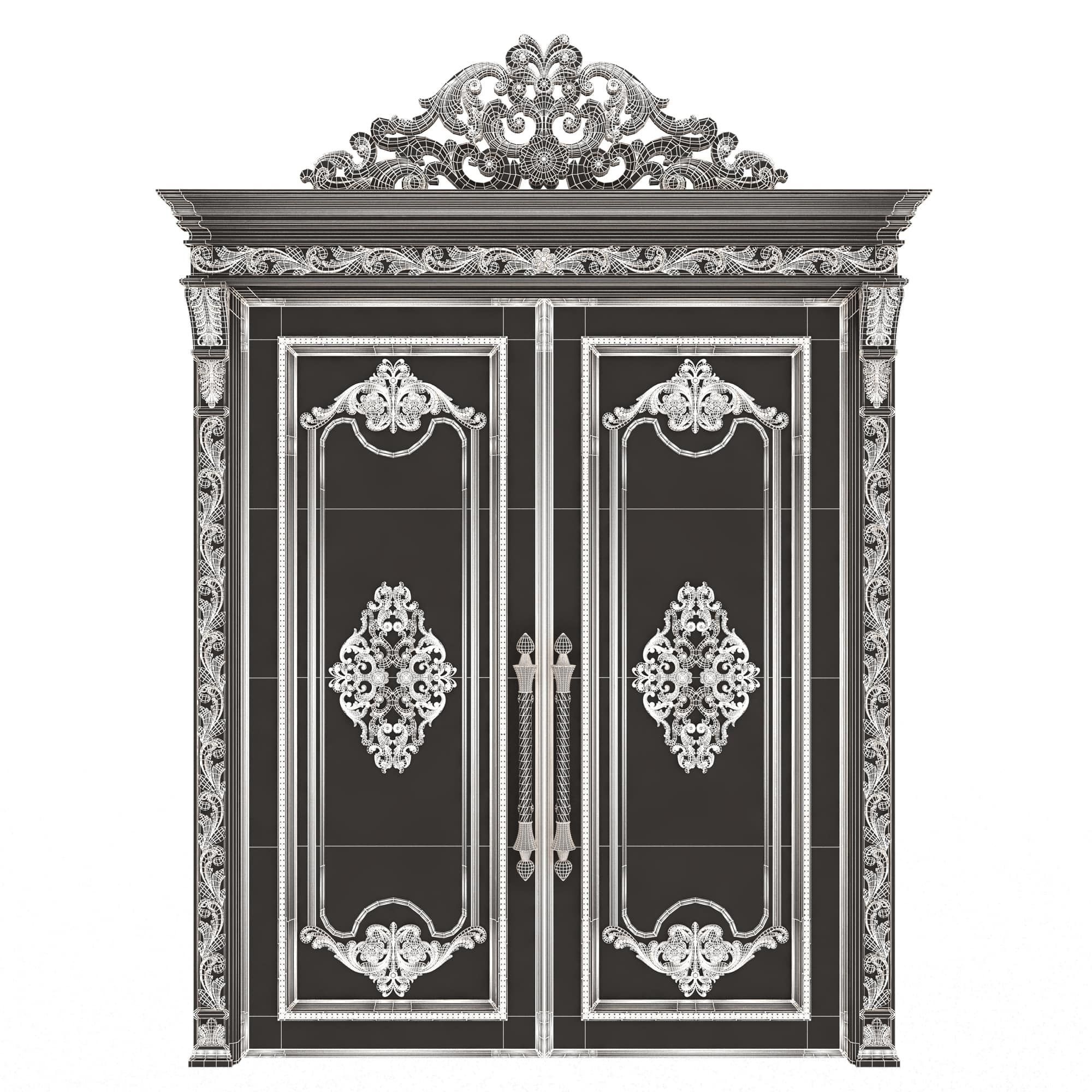 Carved Door Classic 01401 White Low-poly 3D model_6