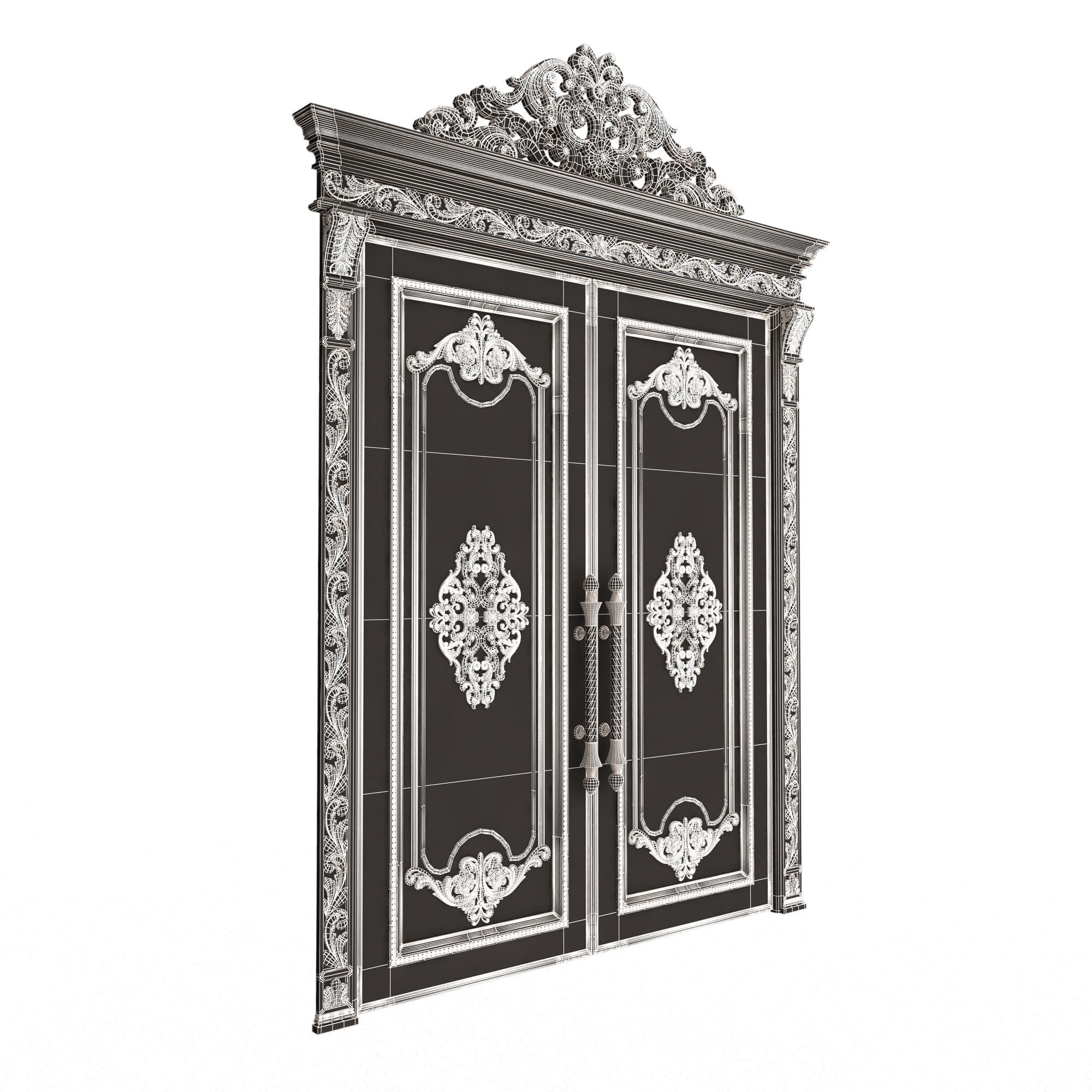 Carved Door Classic 01401 White Low-poly 3D model_9