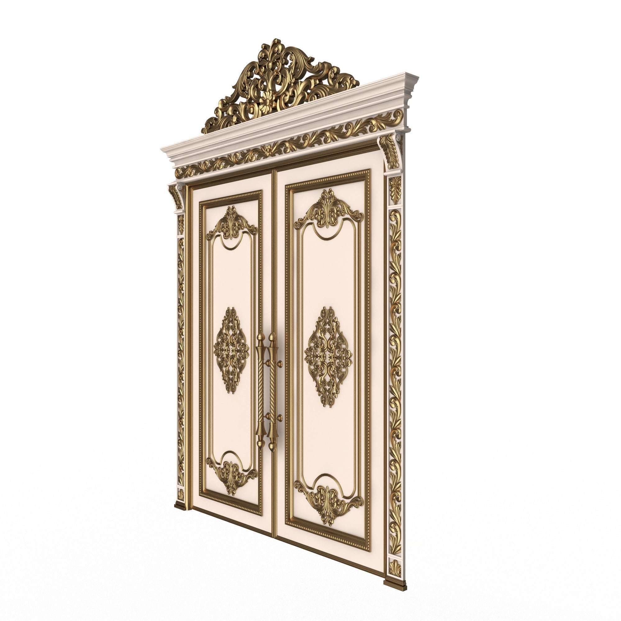 Carved Door Classic 01401 White Low-poly 3D model_2