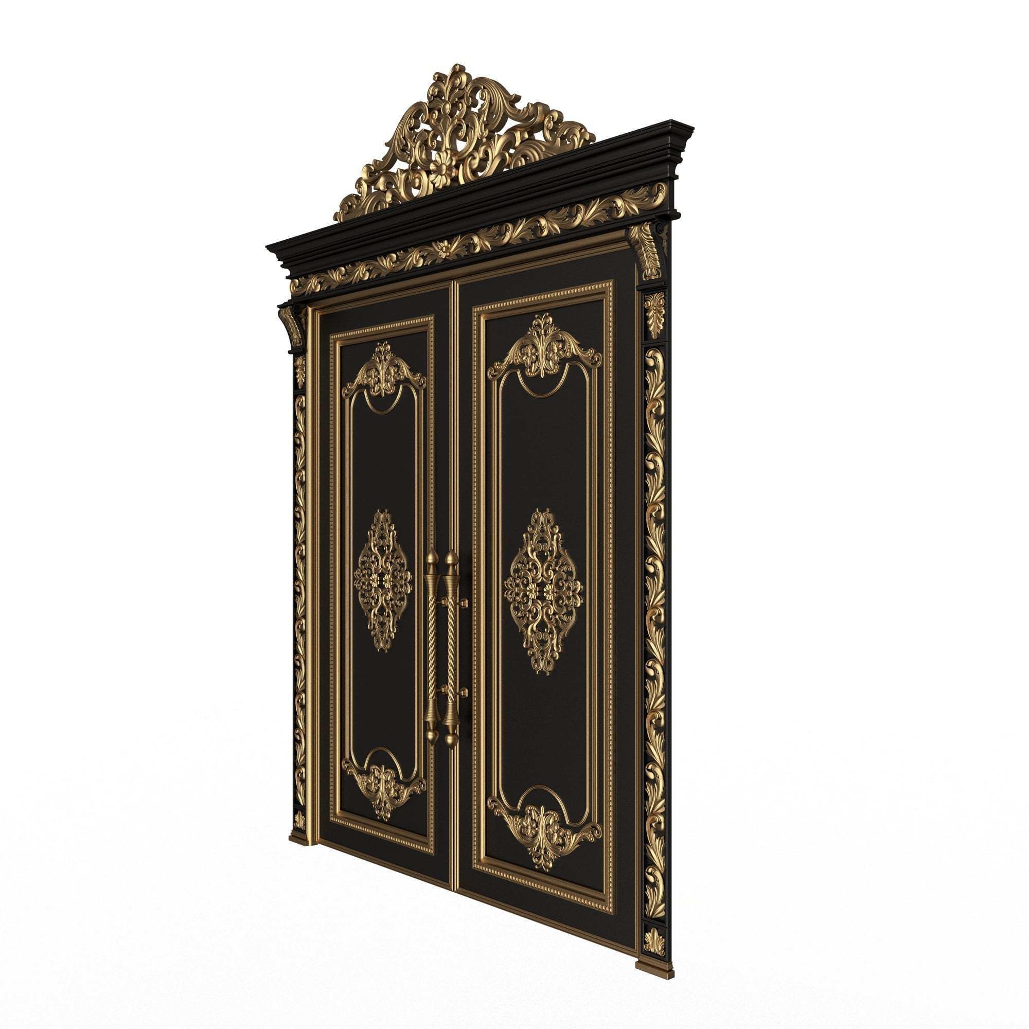 Carved Door Classic 01401 Black Low-poly 3D model_2