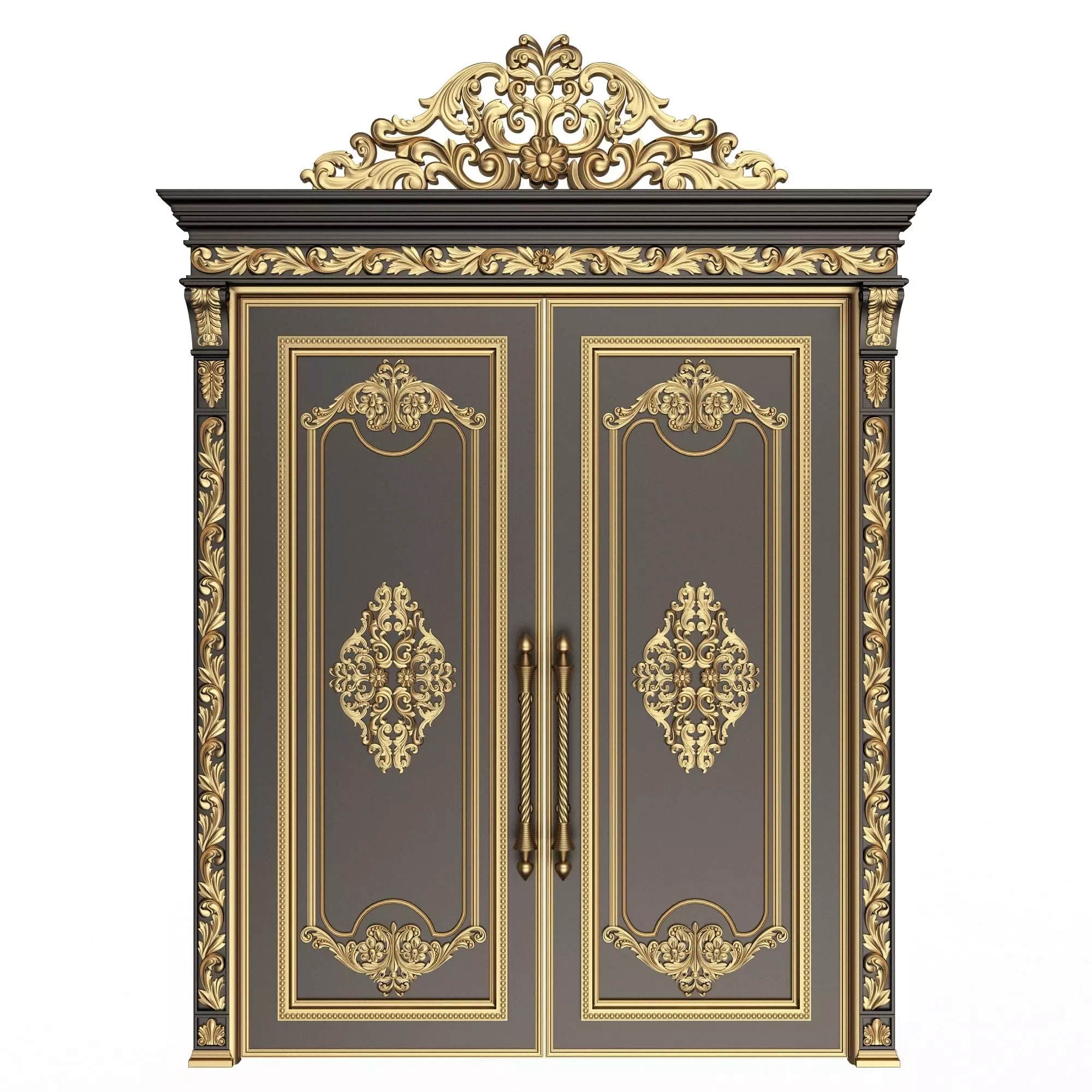 Carved Door Classic 01401 Black Low-poly 3D model_0