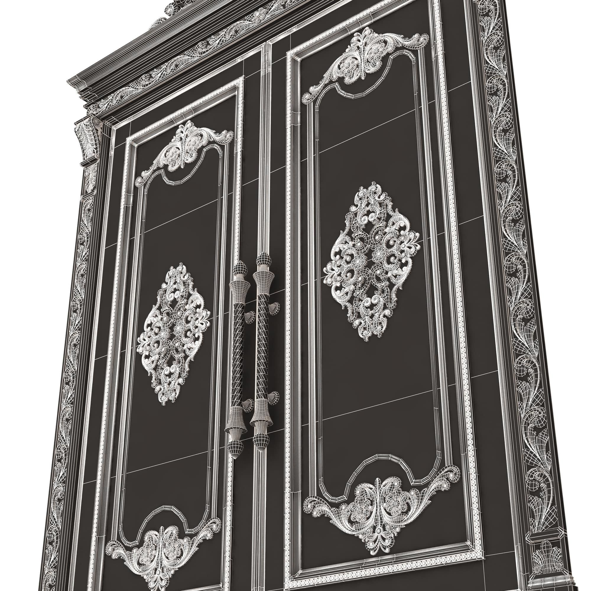 Carved Door Classic 01401 Black Low-poly 3D model_10