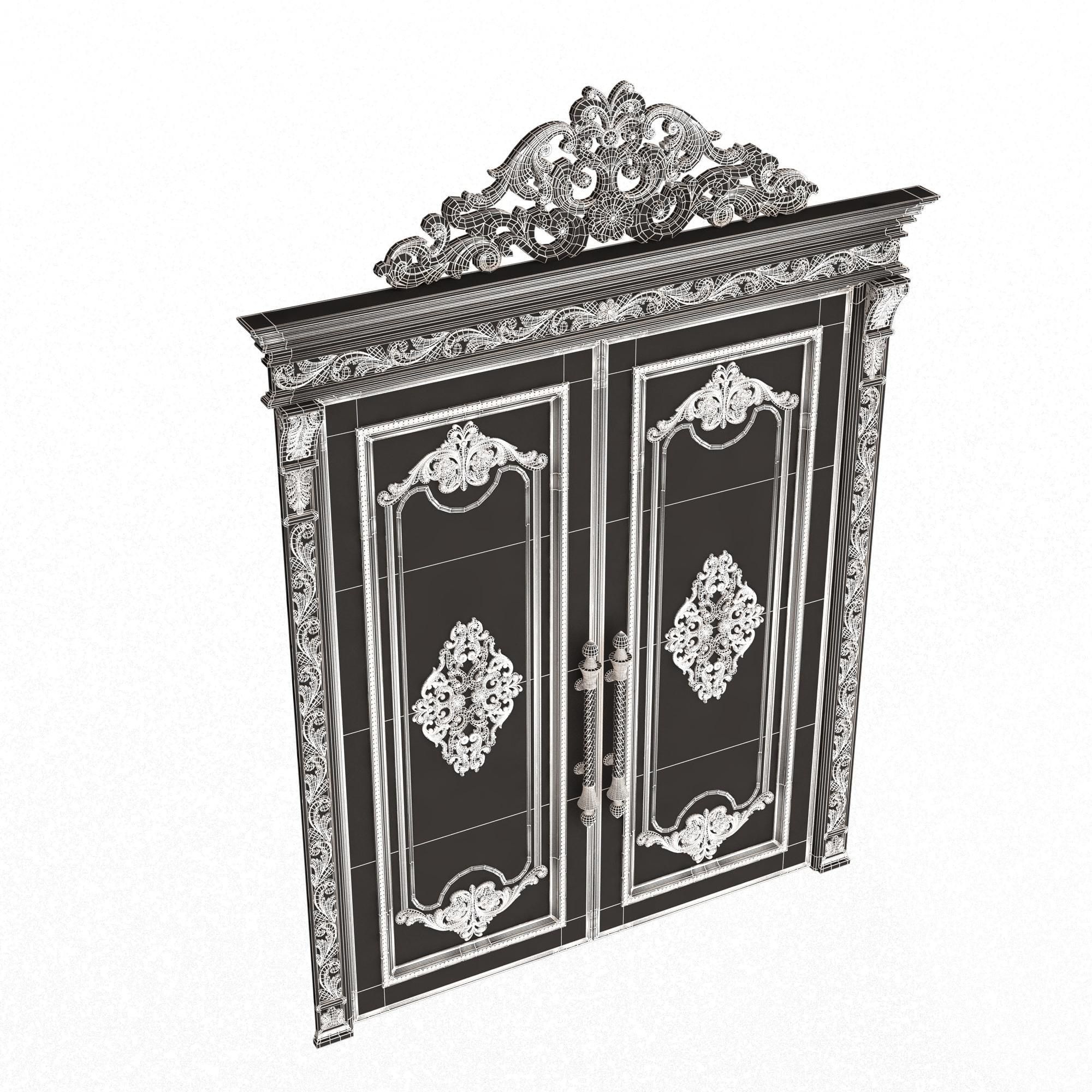 Carved Door Classic 01401 Black Low-poly 3D model_7