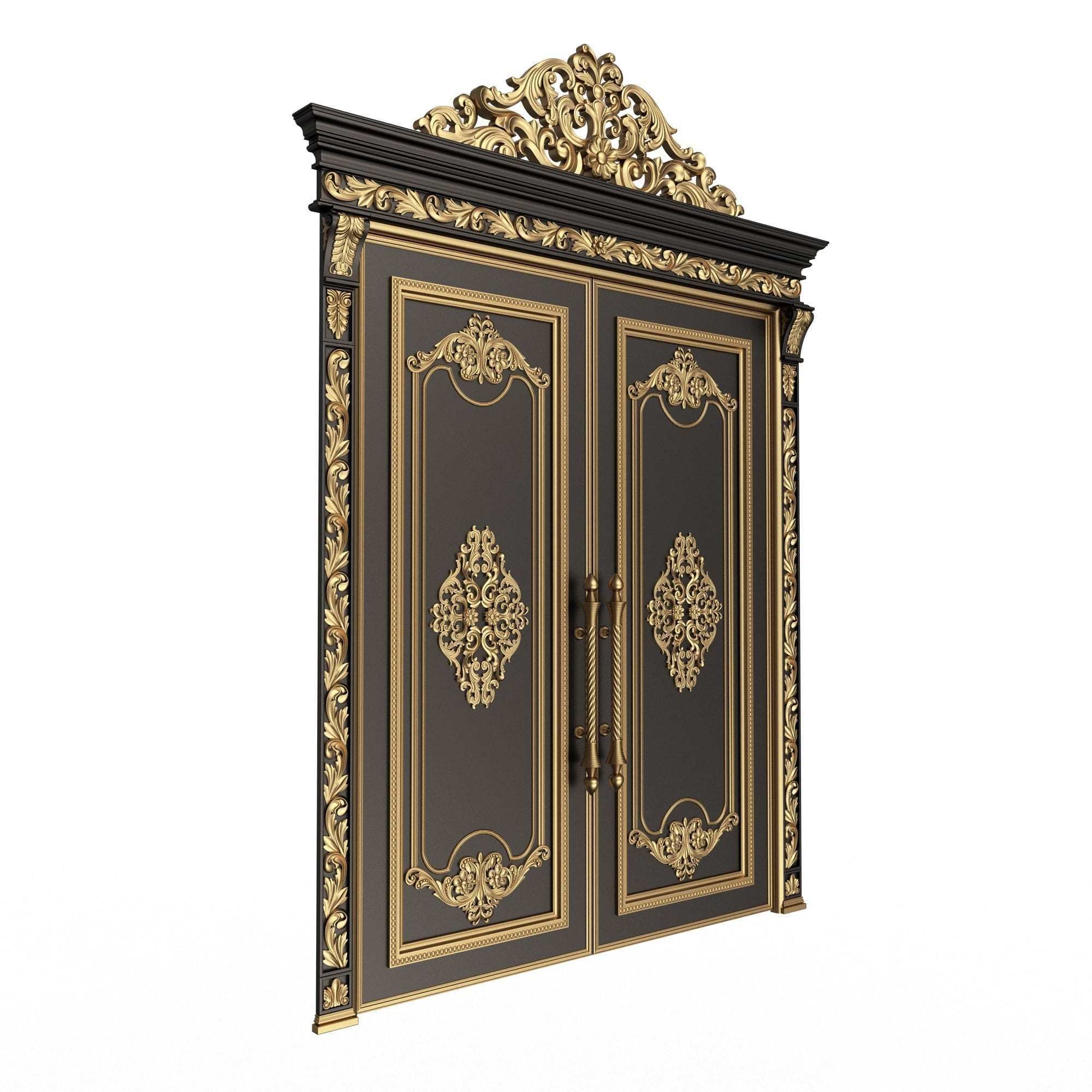 Carved Door Classic 01401 Black Low-poly 3D model_3