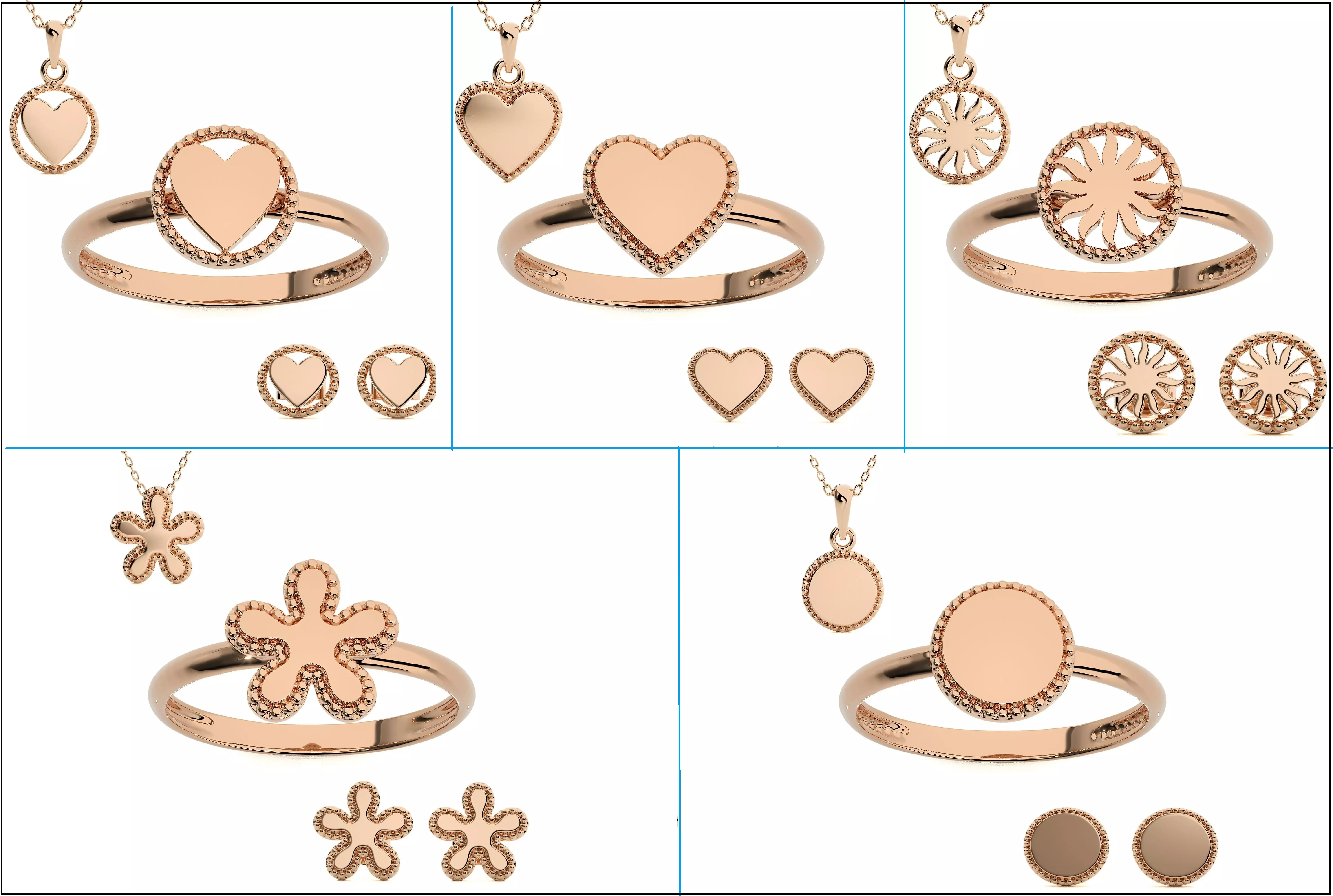 5 Light wt Plain Gold Pendant 3dm stl ply glb gltf mtl 3mf 3D Model Collection_0