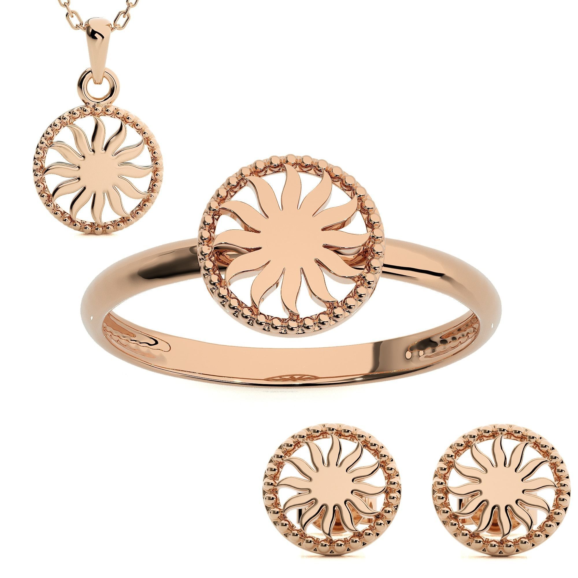 5 Light wt Plain Gold Pendant 3dm stl ply glb gltf mtl 3mf 3D Model Collection_4