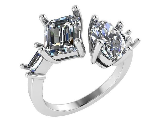 Marquise Emerald Tension Basket Ring 2833 3D print model
