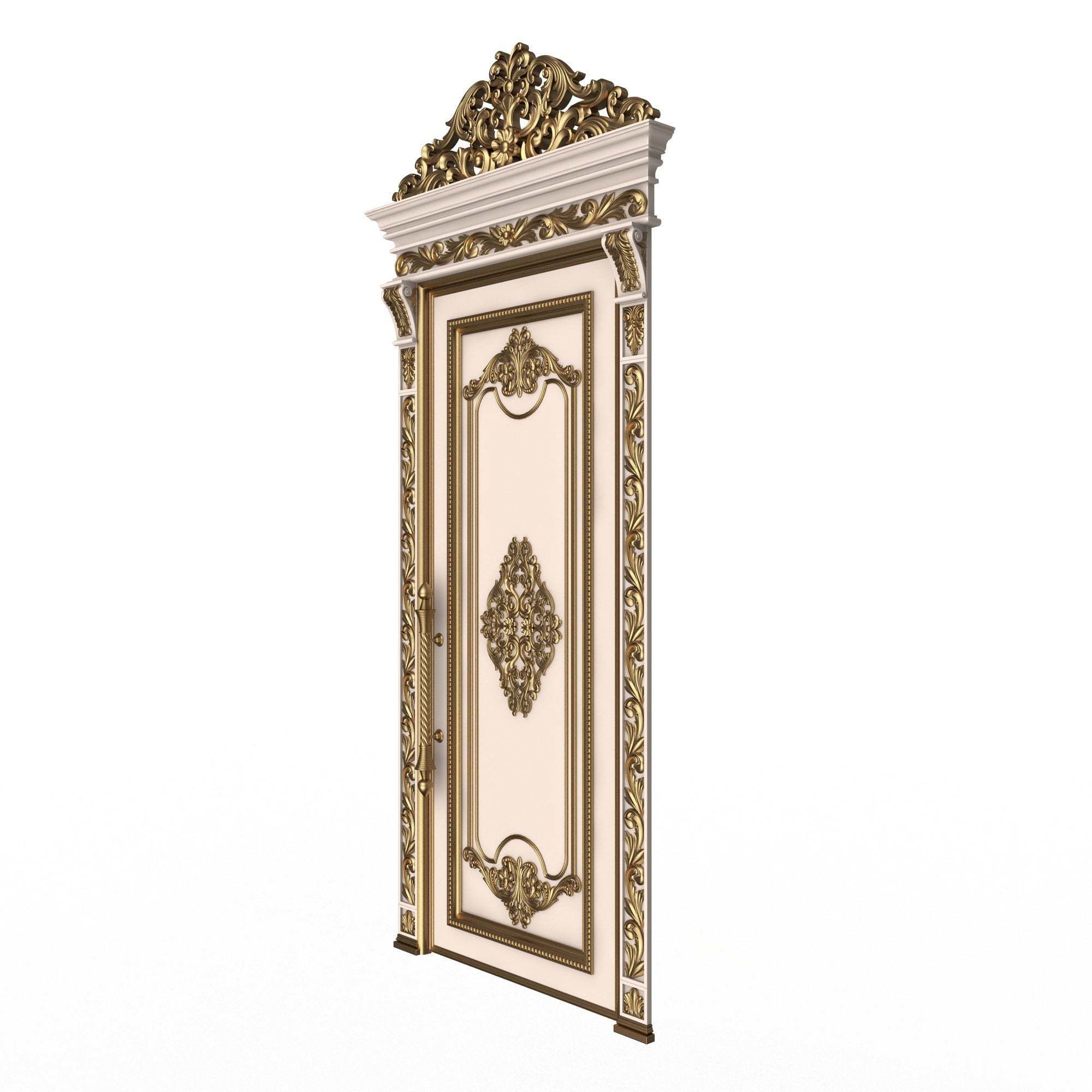 Carved Door Classic 01402 White Low-poly 3D model_5