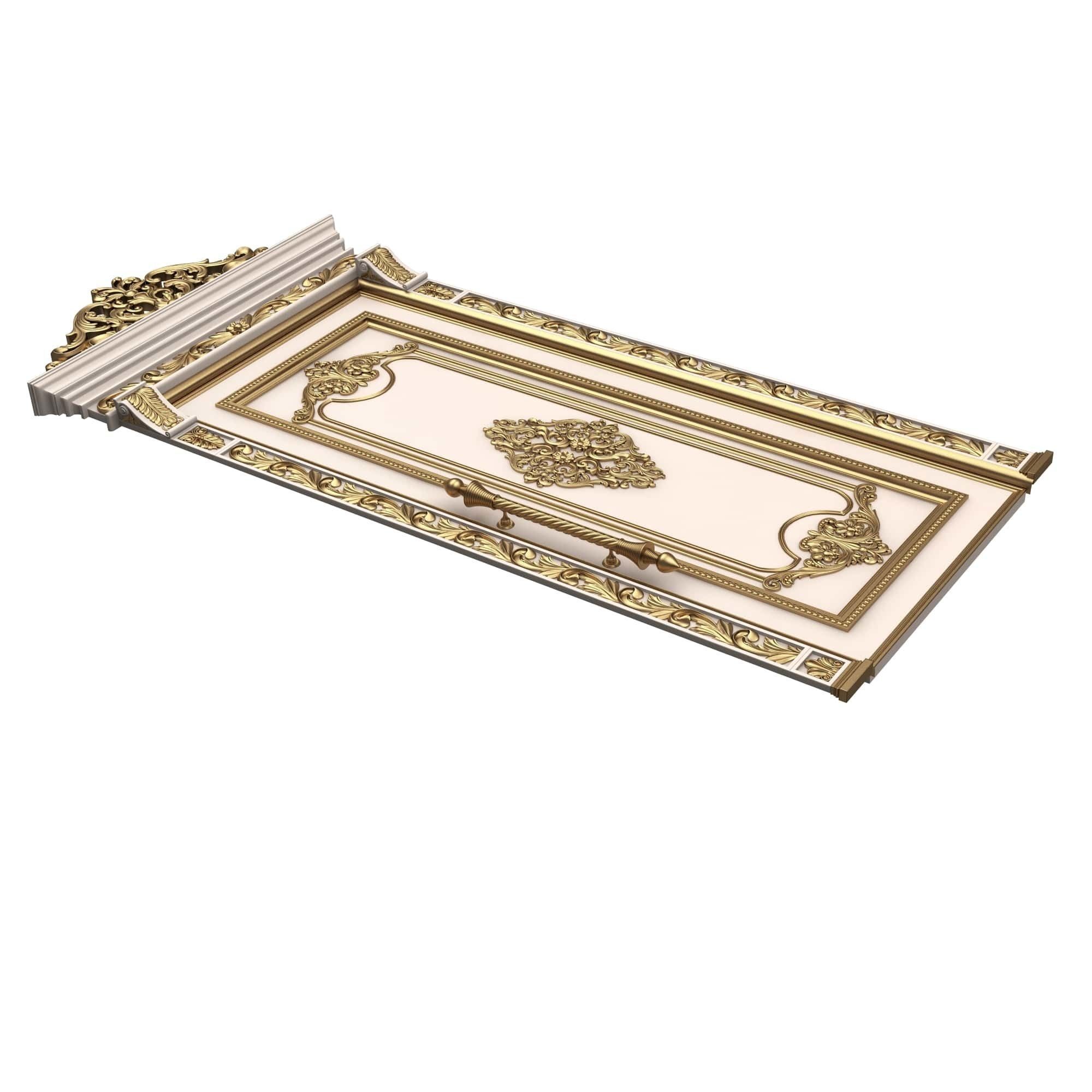 Carved Door Classic 01402 White Low-poly 3D model_2