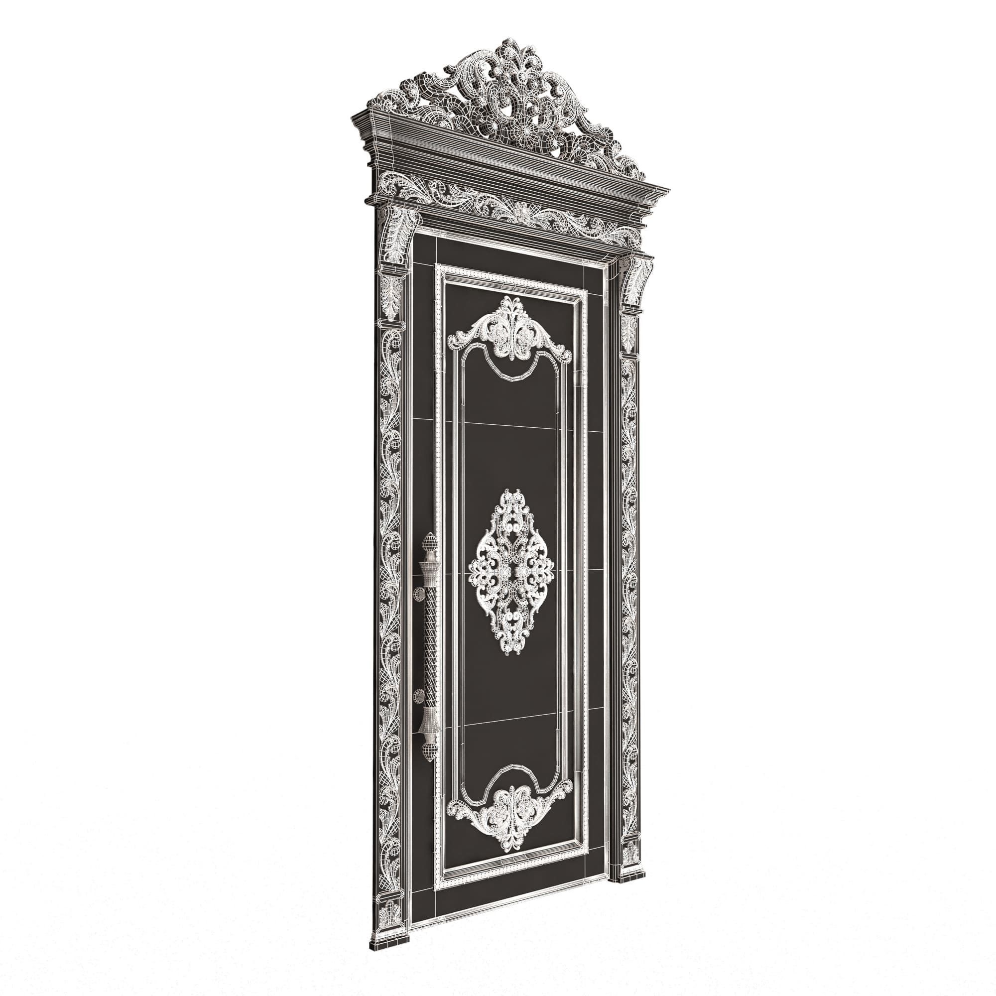 Carved Door Classic 01402 White Low-poly 3D model_6