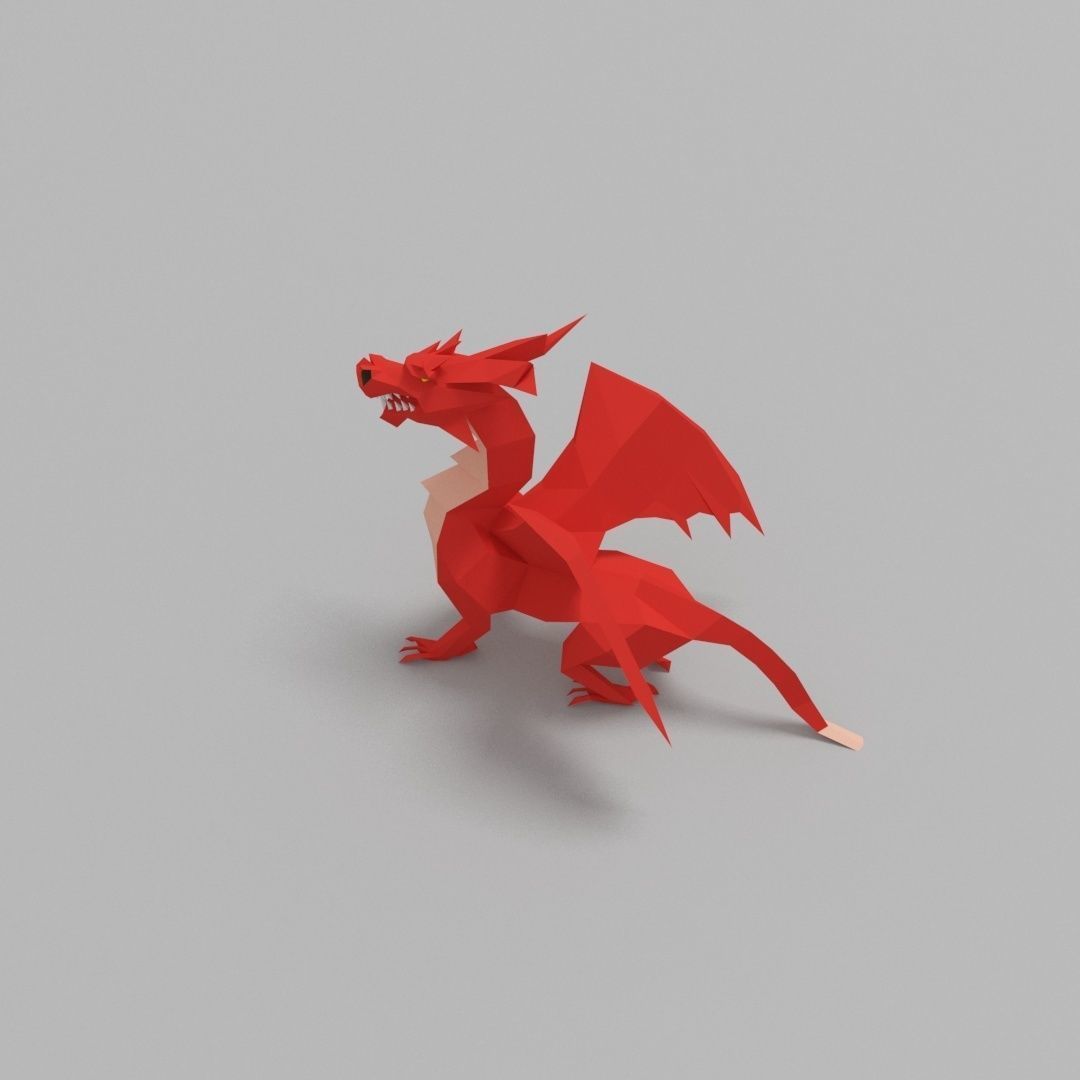 Dragon low poly Low-poly 3D model_3