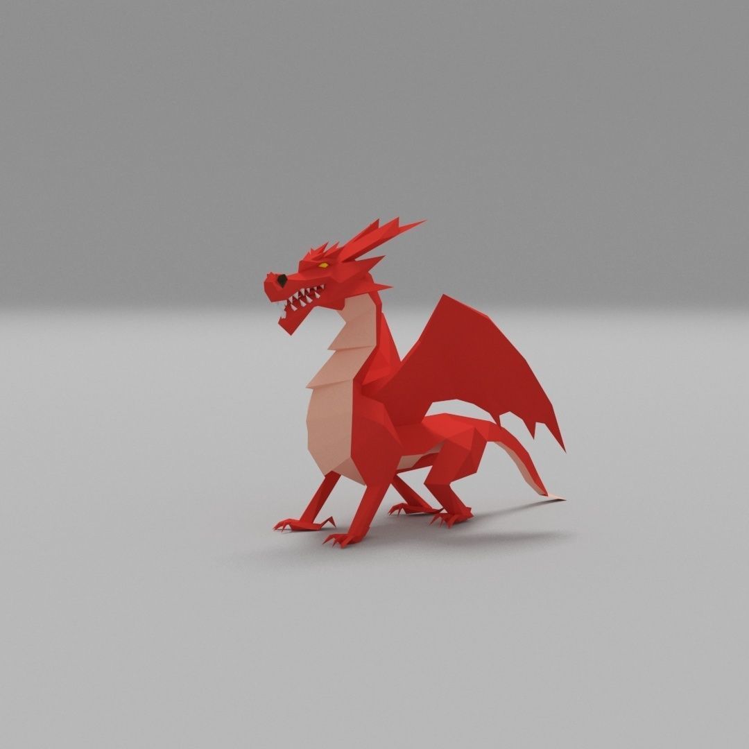 Dragon low poly Low-poly 3D model_2