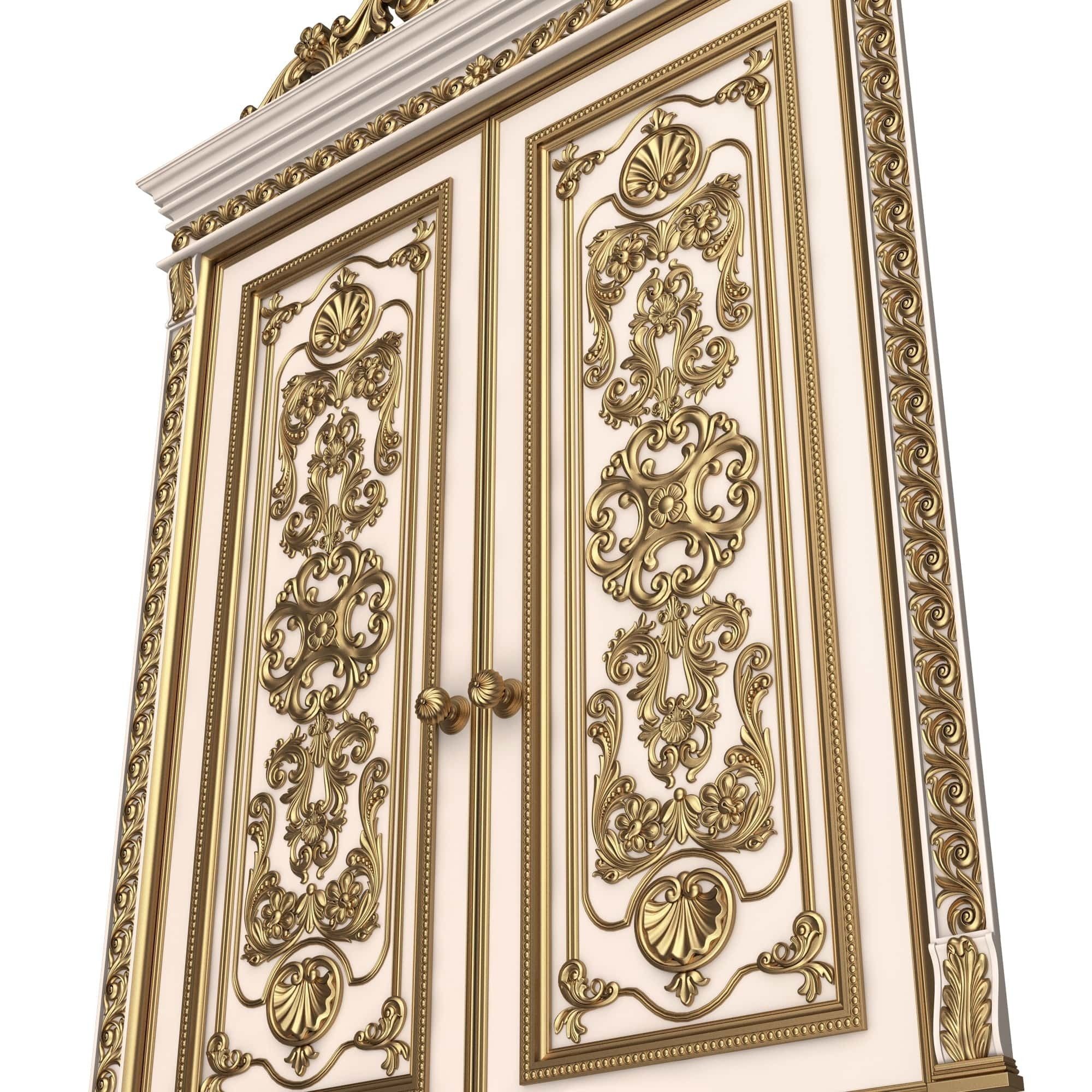 Carved Door Classic 01501 White Low-poly 3D model_4